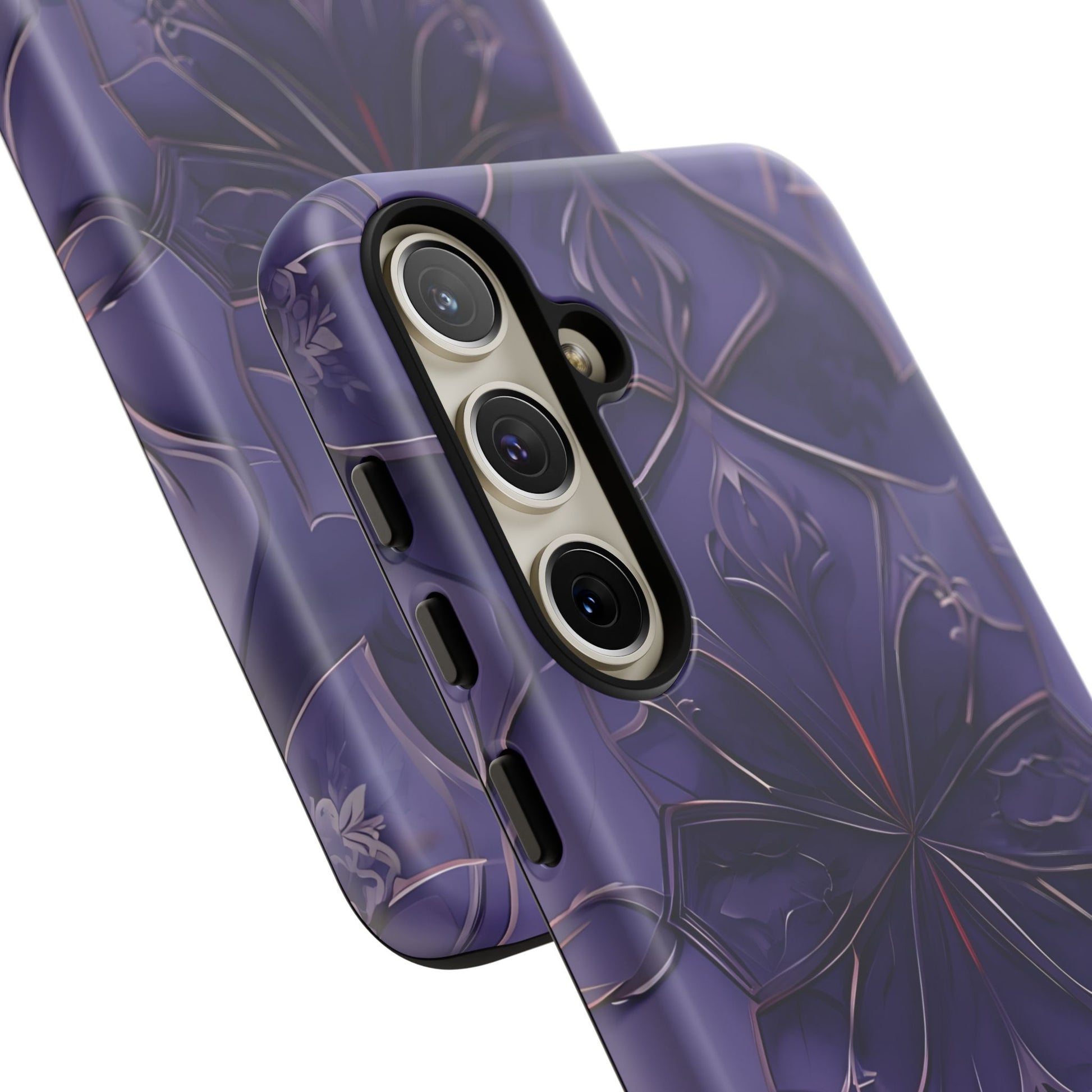 Violet Nebula - Kaleidoscope Collection Artistic Floral Burst - Samsung Galaxy S24 Plus Tough Phone Case - Bold Purple Symmetrical Design