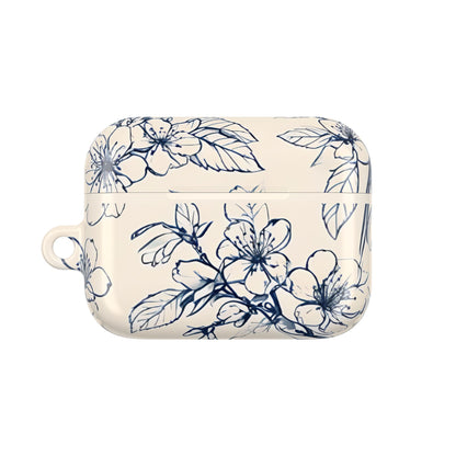 Blossom Sketch AirPod Case - Elegant Floral Earbud Cover for Gen 1, 2, 3, Pro Gen 1 & 2 - Chic Blue Botanical Gift for Her