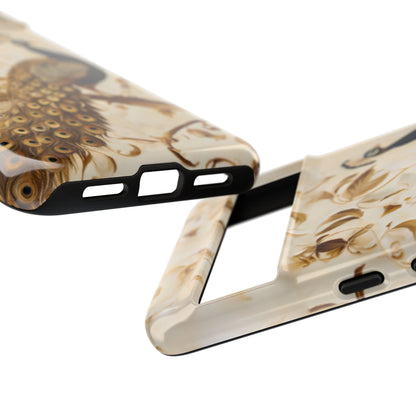 Golden Plumage peacock and feather pattern Google Pixel case camera bar detail