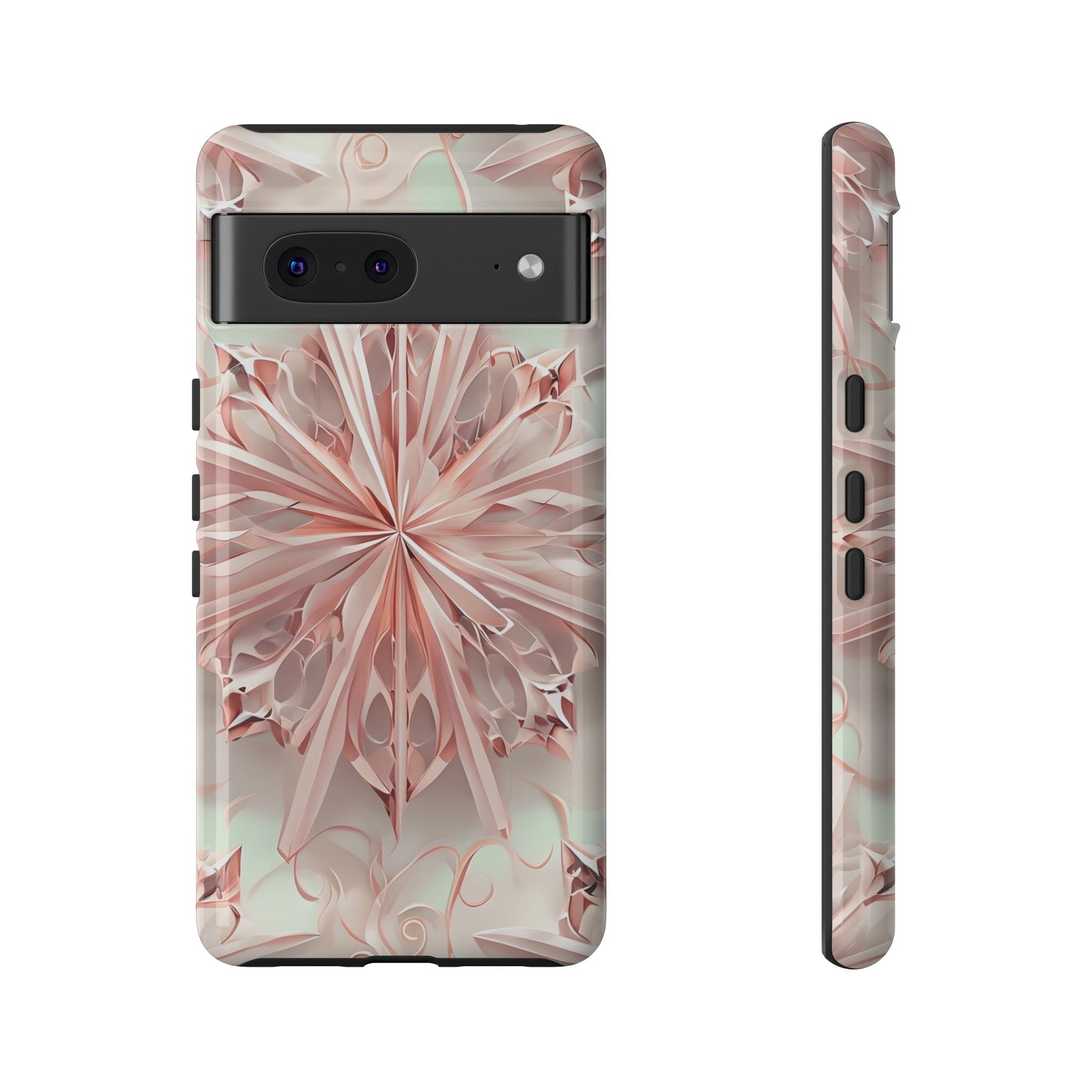 Blush Frost from our Kaleidoscope Collection - Google Pixel 7 tough case - Soft Pink Geometric Floral Design