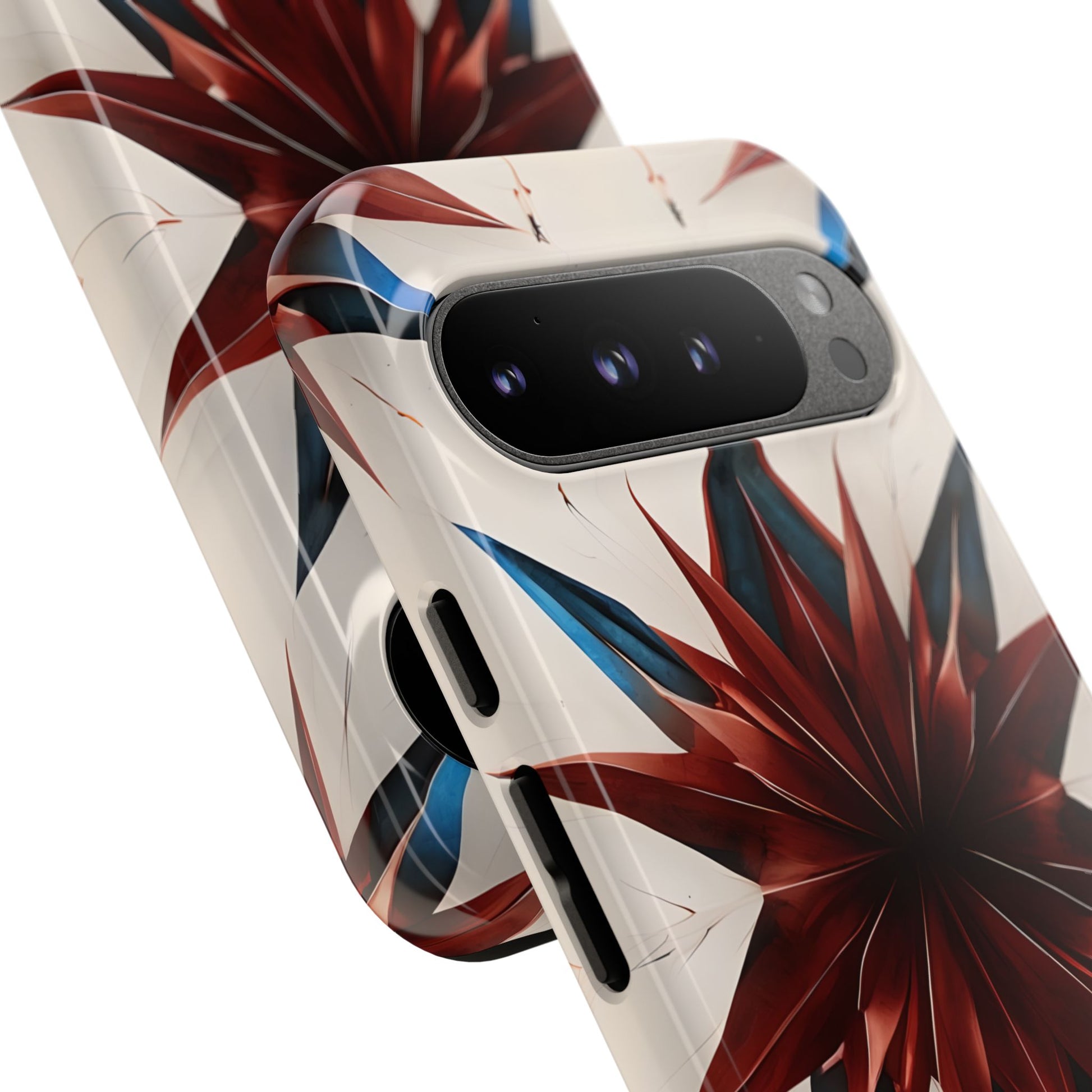 Garnet Starburst - Kaleidoscope Collection Gemstone Floral - Google Pixel 9 Pro XL Tough Phone Case - Floral Burst Design