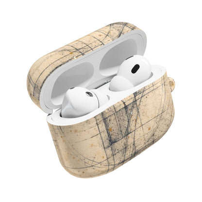Architectural Parchment Blueprint AirPods Case - Minimalist Technical Sketch Design for Gen 1–4 & Pro