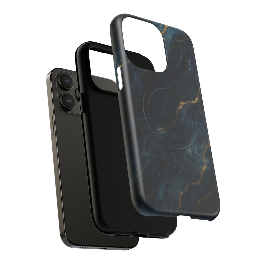 Midnight Marble MagSafe iPhone 14 Pro Max Case - Deep Blue Marble Design Shockproof Cover