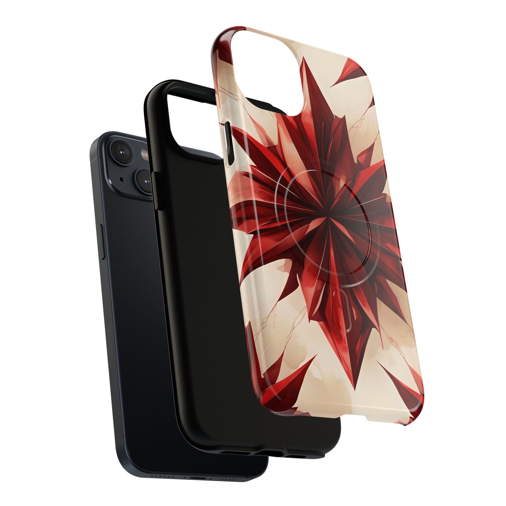 Ruby Compass iPhone 14 Plus MagSafe Phone Case - Bold Red Modern Design