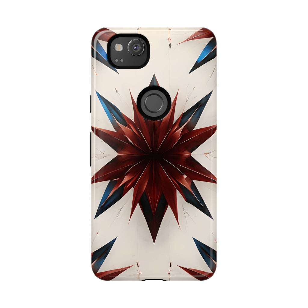 Garnet Starburst - Kaleidoscope Collection Gemstone Floral - Google Pixel 2 Tough Phone Case - Floral Burst Design