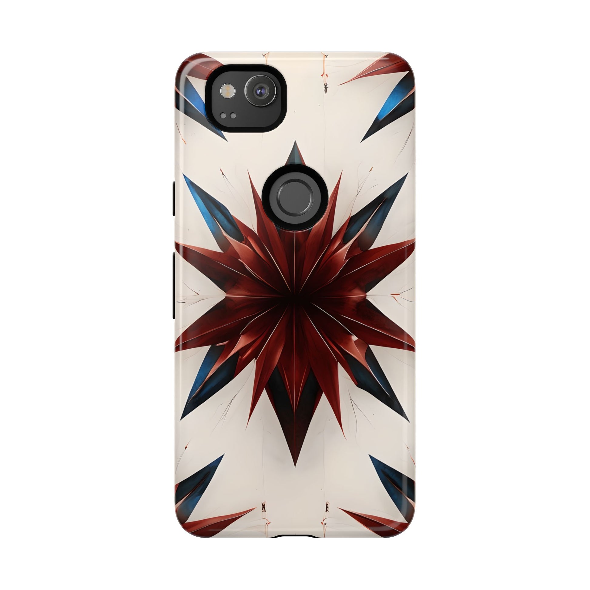 Garnet Starburst - Kaleidoscope Collection Gemstone Floral - Google Pixel 2 Tough Phone Case - Floral Burst Design