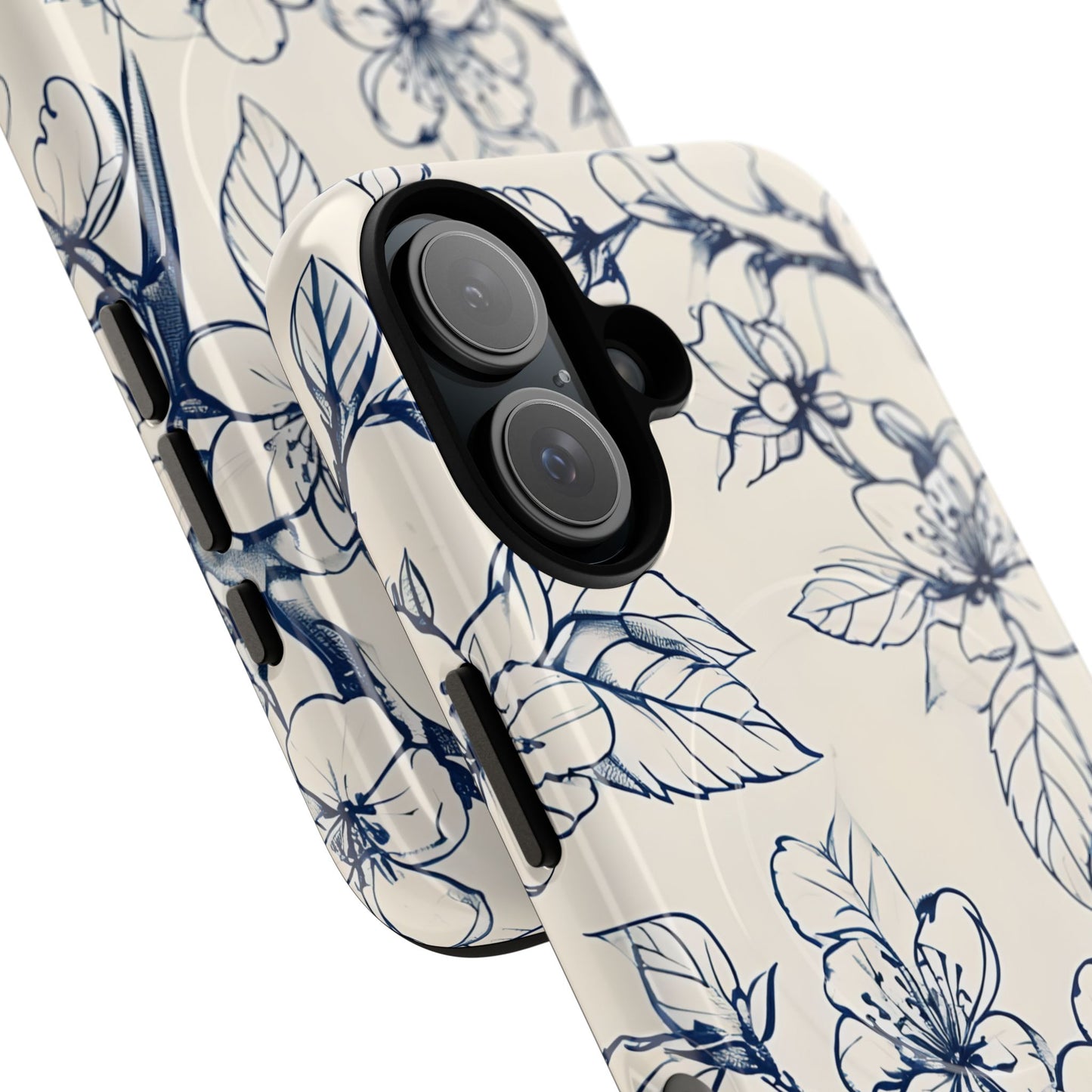 Blossom Sketch - Artistic Blue Floral - iPhone MagSafe Phone Case - Botanical Design