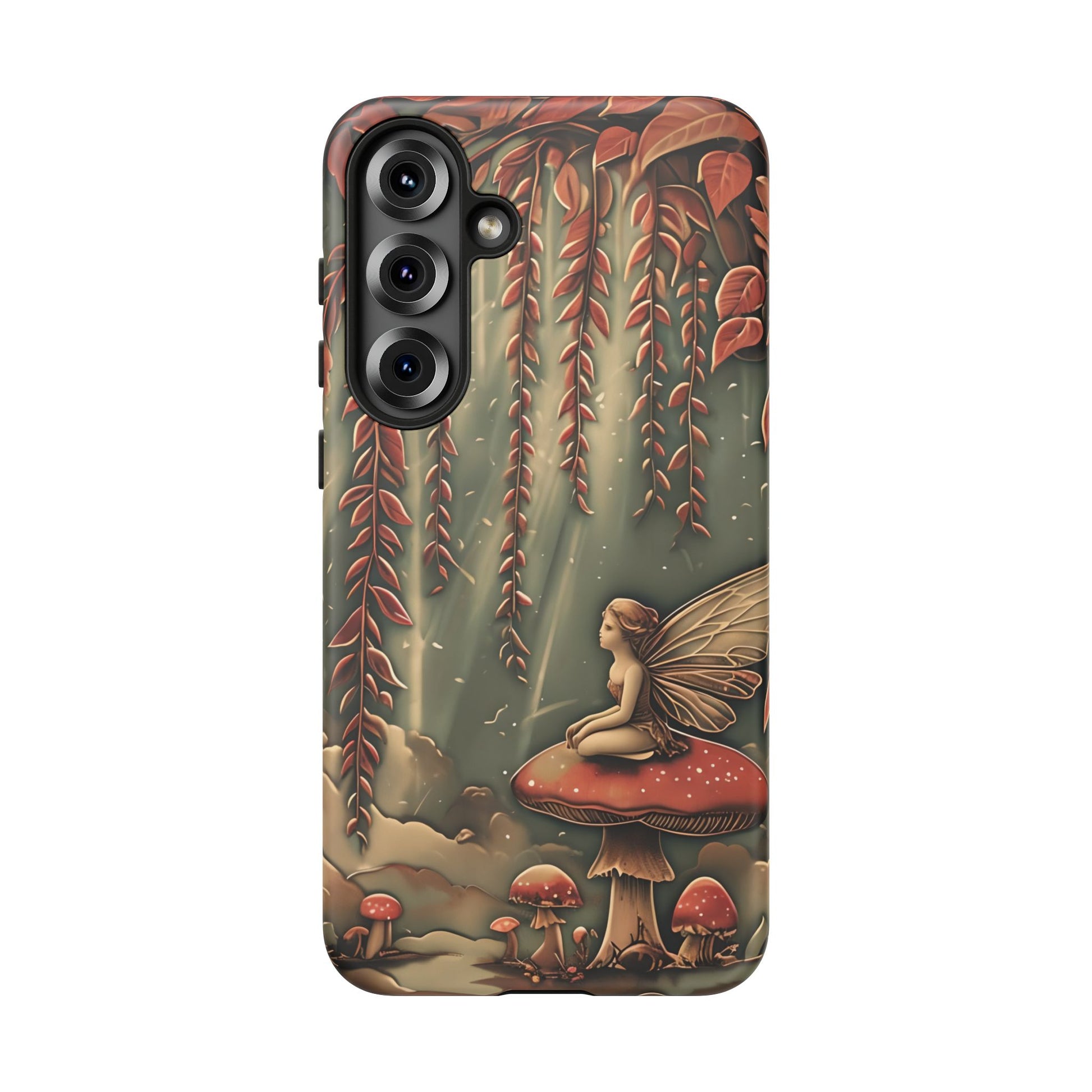 Willow Whisper - Tranquil Nature Art Samsung Galaxy S25 Plus Tough Phone Case - Serene Willow Tree & Meditative Figure Design