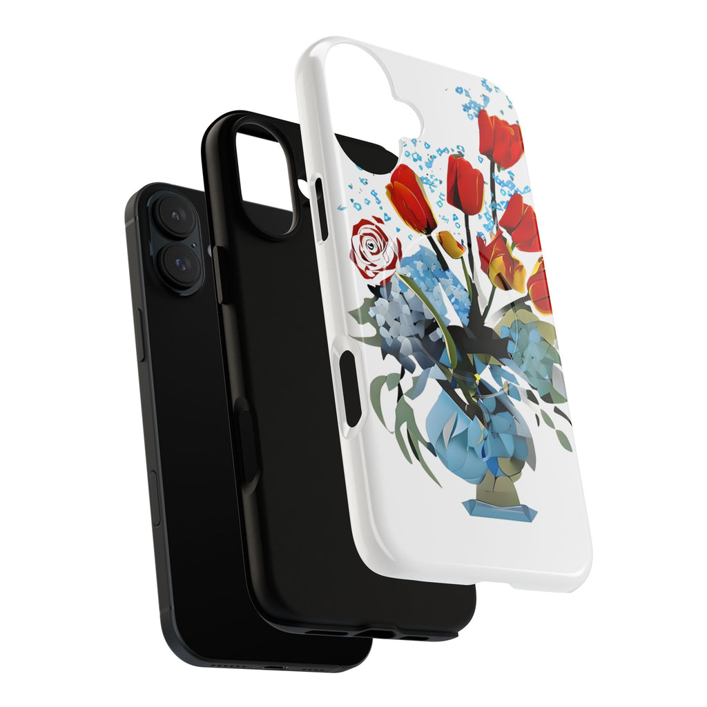 Bouquet Brilliance - Artistic Floral iPhone 16 Plus MagSafe Phone Case - Vibrant Tulip, Rose & Hydrangea Design