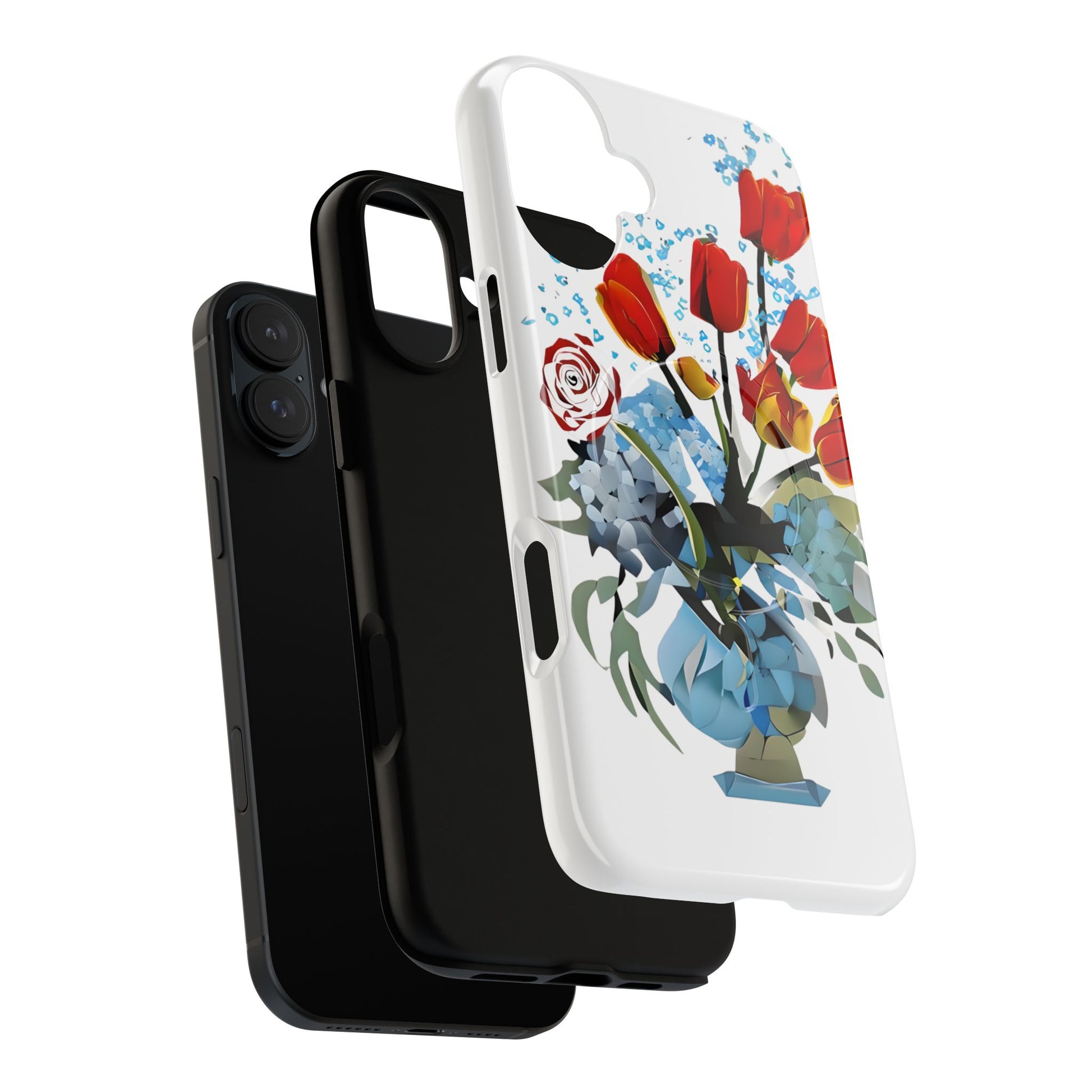 Bouquet Brilliance - Artistic Floral iPhone 16 Plus MagSafe Phone Case - Vibrant Tulip, Rose & Hydrangea Design