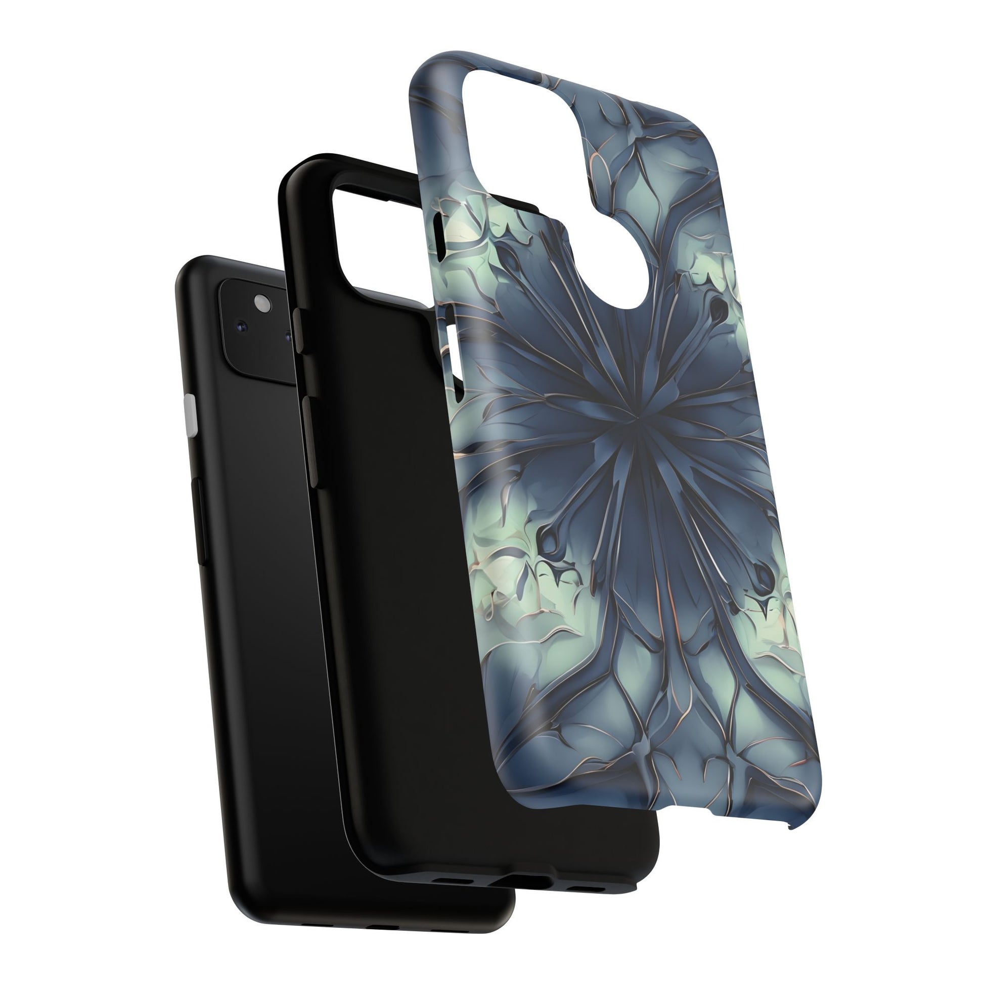 Indigo Mosaic - Artistic Kaleidoscope Collection Artistic Floral - Google Pixel 4a 5G Tough Phone Case - Bold Blue Symmetrical Design