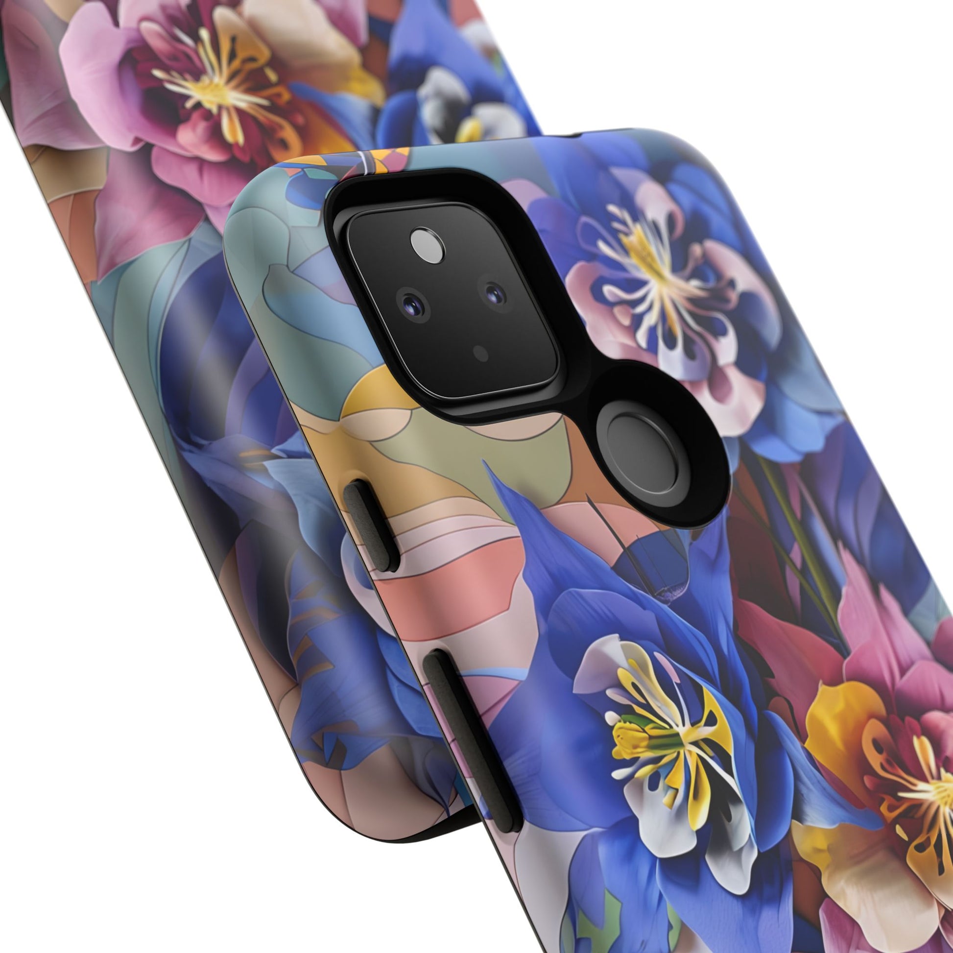 Blue Columbine Carnivale - Artistic Floral & Butterfly Google Pixel 4a 5G Tough Phone Case - Vibrant Botanical Design
