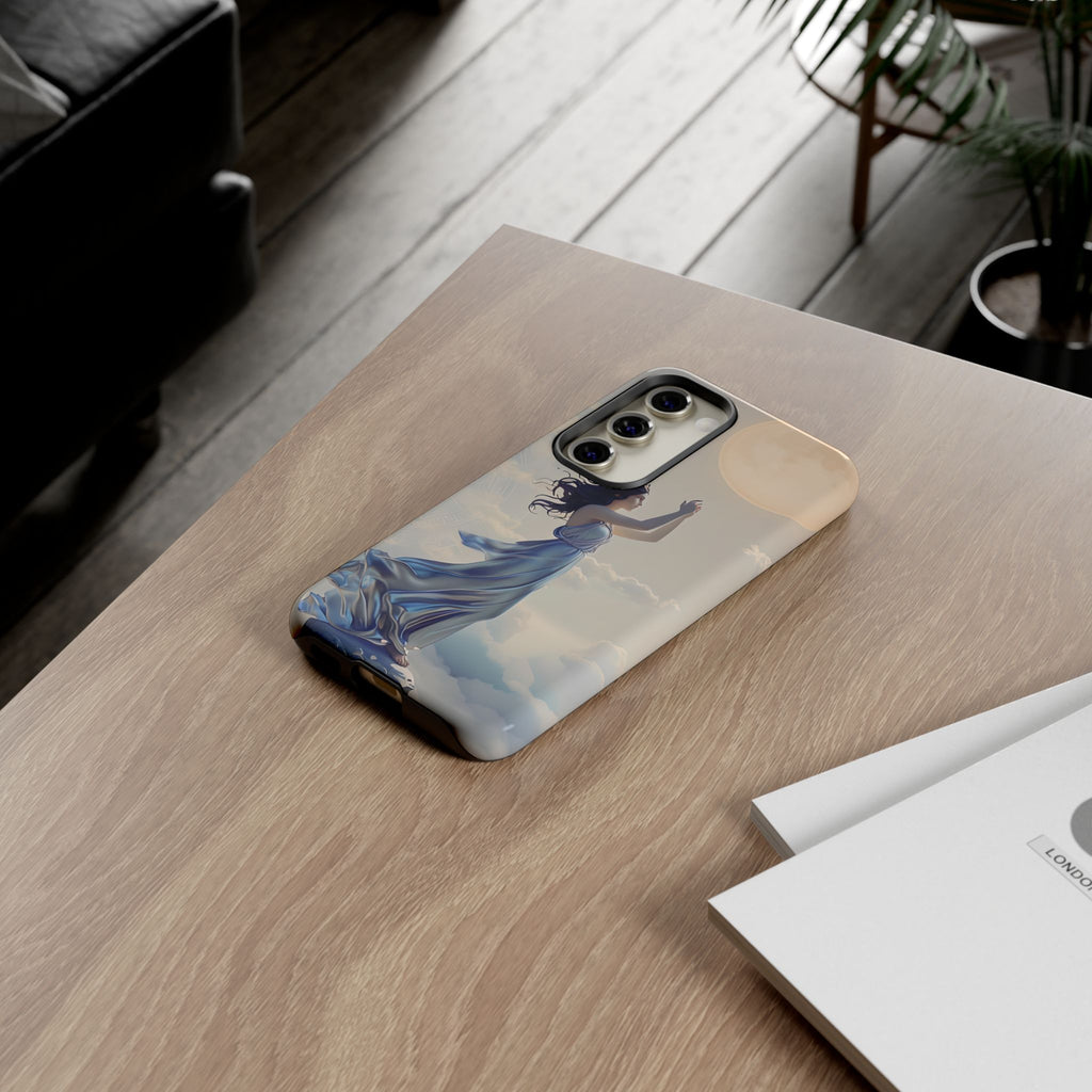 Moonlit Ascend - Ethereal Celestial Art Samsung Galaxy S23 Tough Phone Case - Dreamy Night Sky & Floating Woman Design