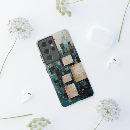 Architectural Drift Samsung Galaxy Case - Modern Geometric Teal & Parchment Design