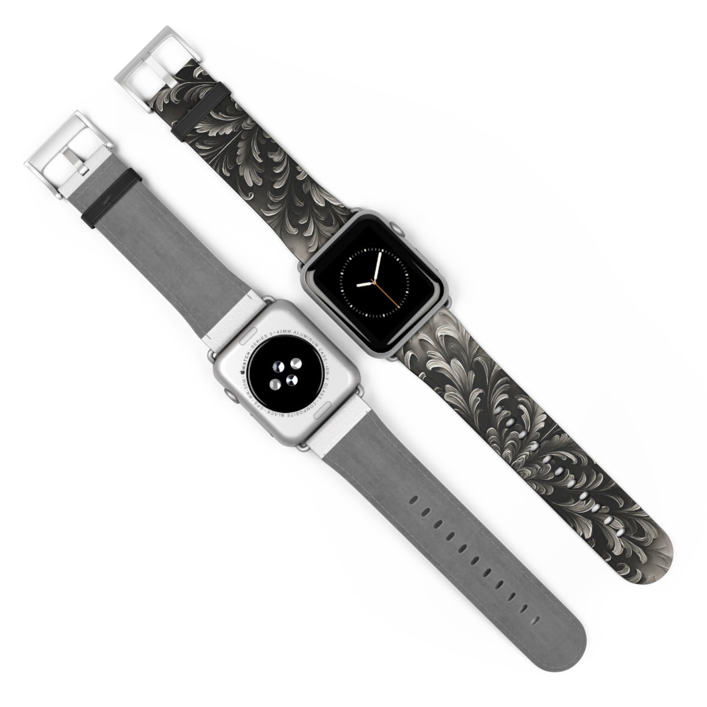 Obsidian Bloom Designer Apple Watch Band - Premium Custom Strap for Series 1-9, SE & Ultra - Artistic Vegan Leather
