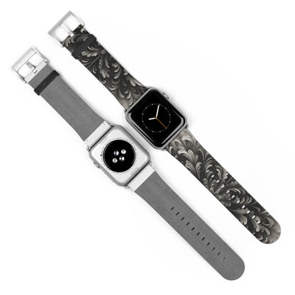 Obsidian Bloom Designer Apple Watch Band - Premium Custom Strap for Series 1-9, SE & Ultra - Artistic Vegan Leather