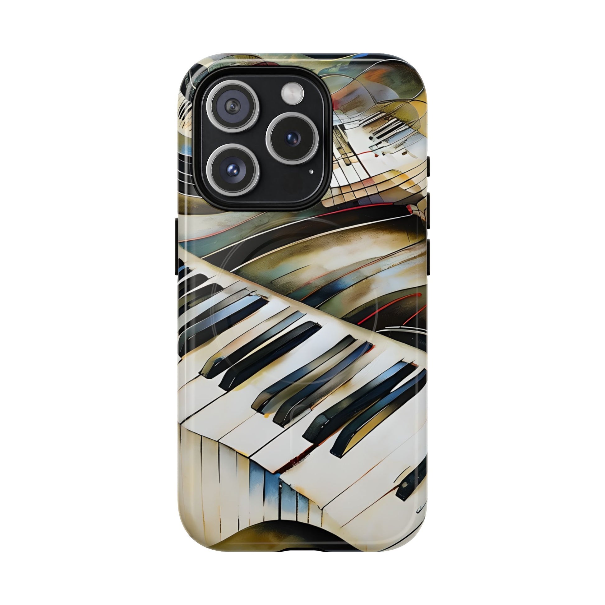 Ivory Cascade Abstract Keyboard Music iPhone 15 Pro MagSafe Case