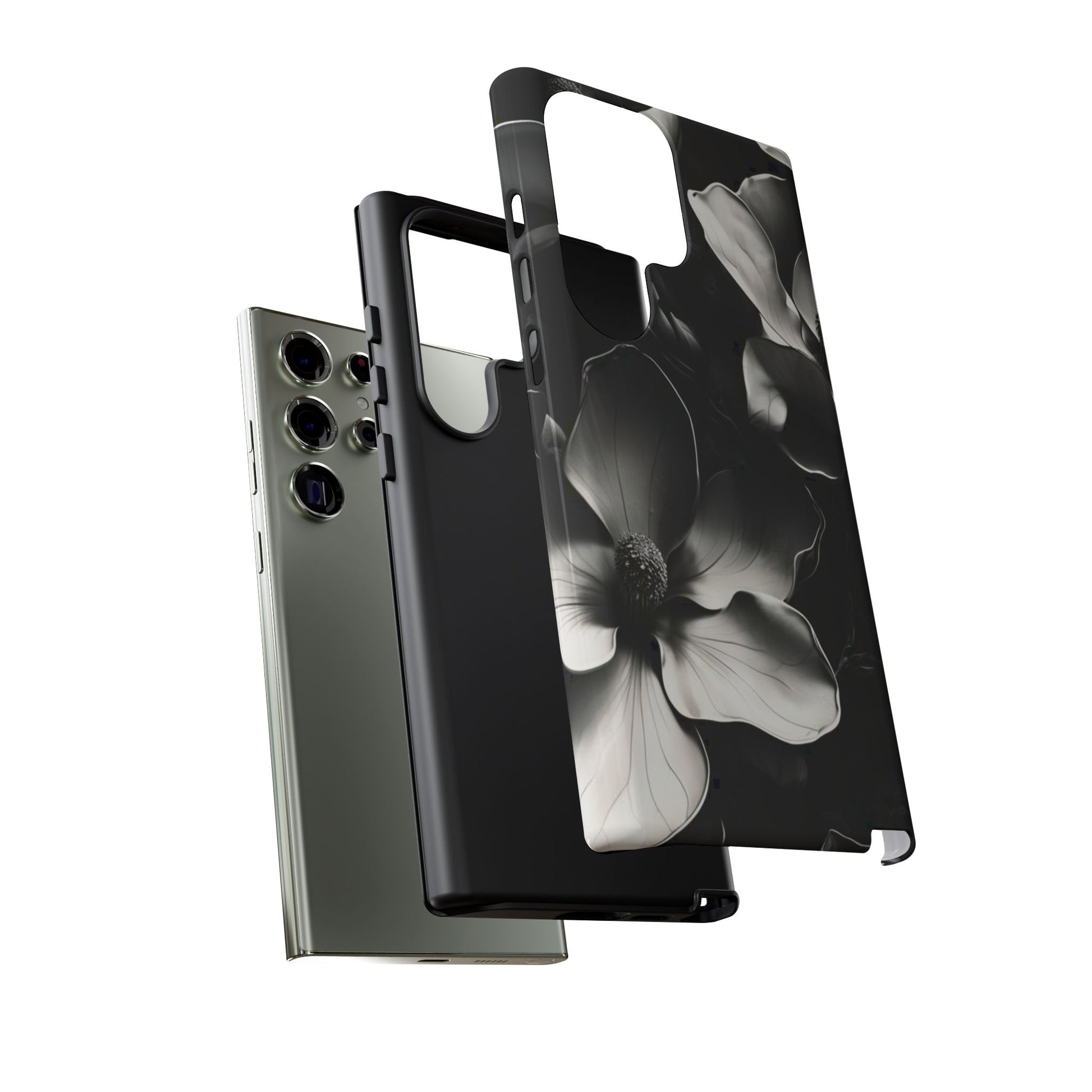 Monochrome Magnolia - Elegant Black & White Floral Samsung Galaxy S23 Ultra Tough Phone Case - Artistic Magnolia Design