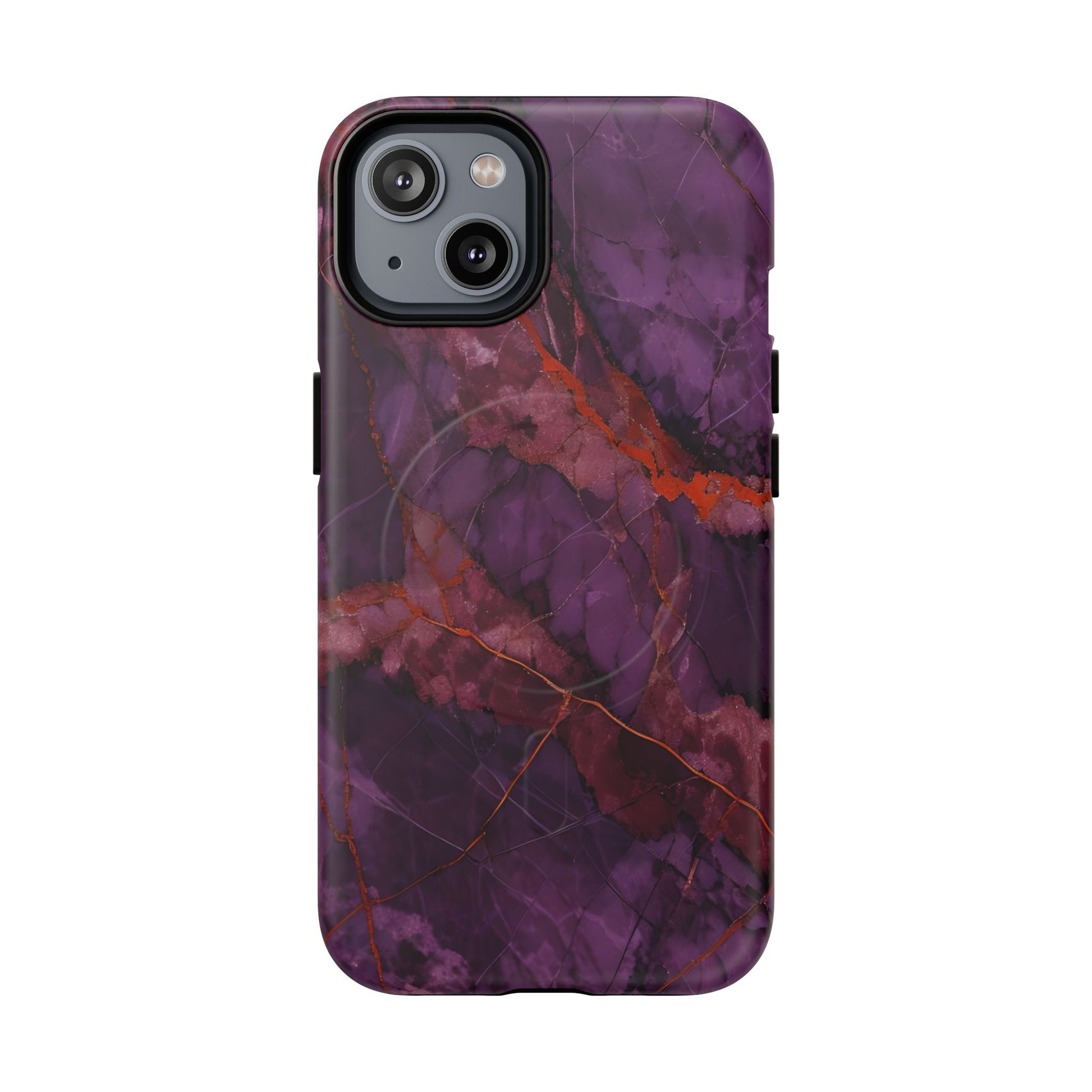 Amethyst Current - Kaleidoscope Collection Artistic Floral Burst - iPhone 14 MagSafe Phone Case - Bold Purple Symmetrical Design