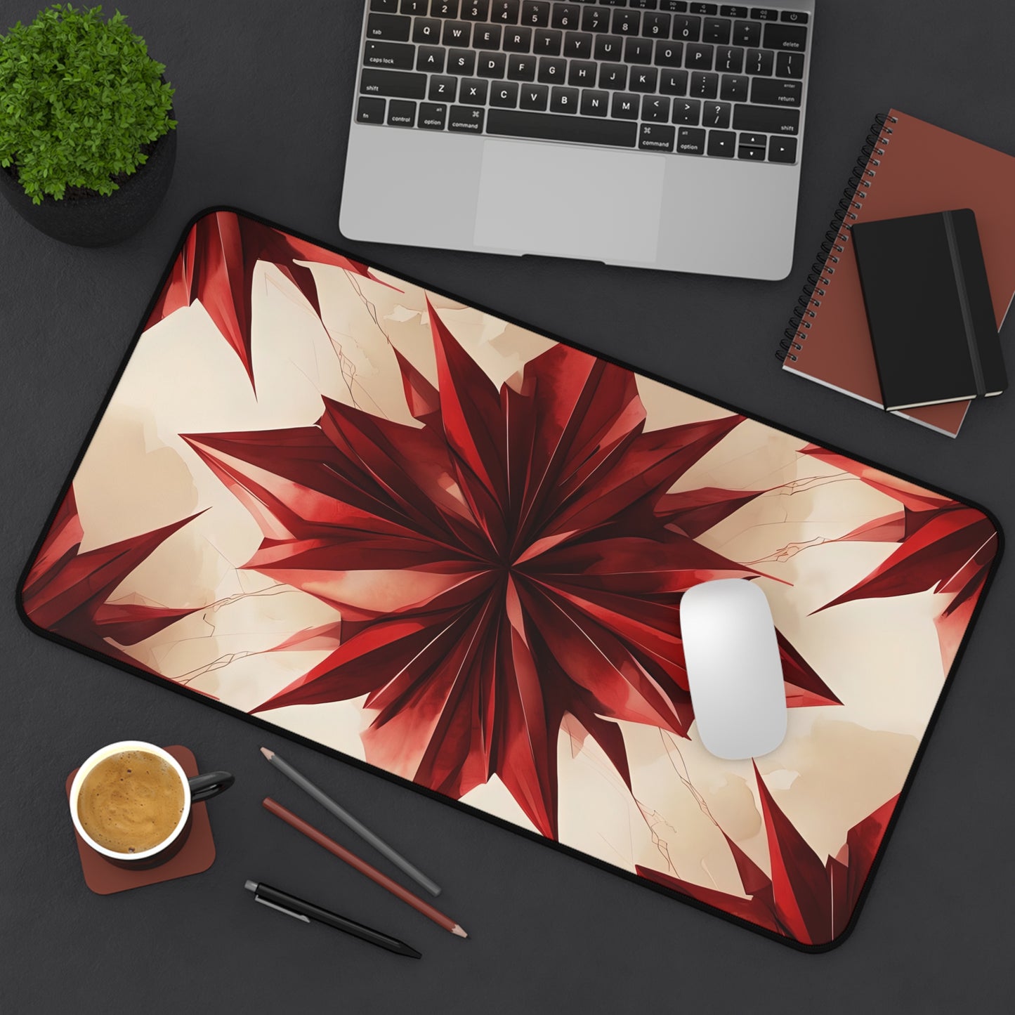 Ruby Compass Designer Desk Mat - Premium Office Desk Pad, 3 Sizes Available, Artistic Workspace Protection