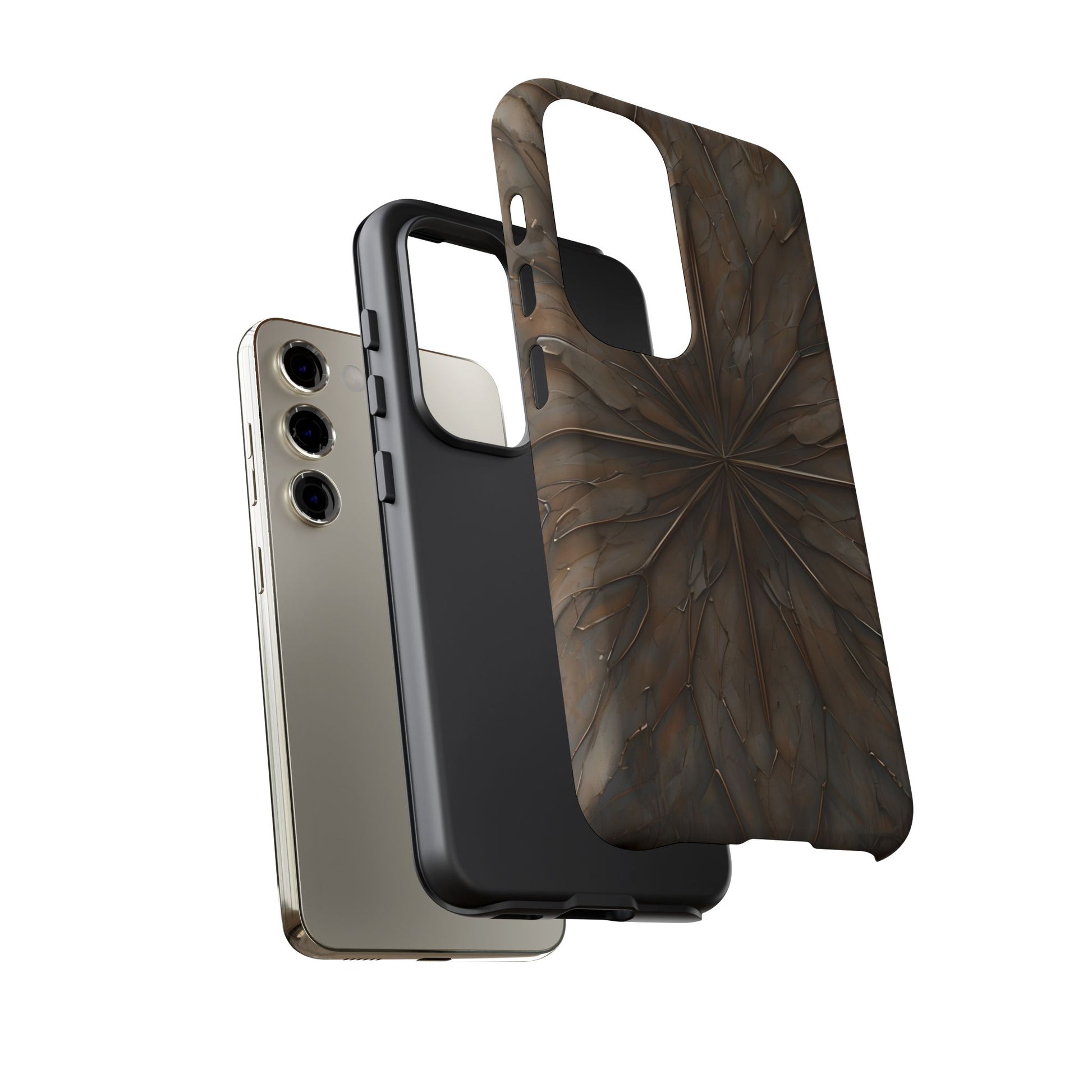 Earthstone Mandala - Kaleidoscope Collection Artistic Taupe Burst - Samsung Galaxy S23 Tough Phone Case