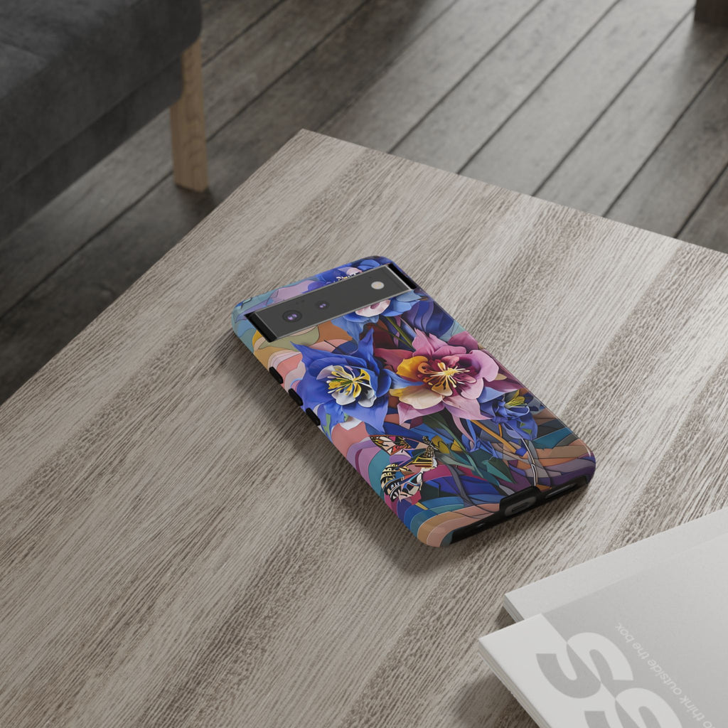 Blue Columbine Carnivale - Artistic Floral & Butterfly Google Pixel 6 Tough Phone Case - Vibrant Botanical Design