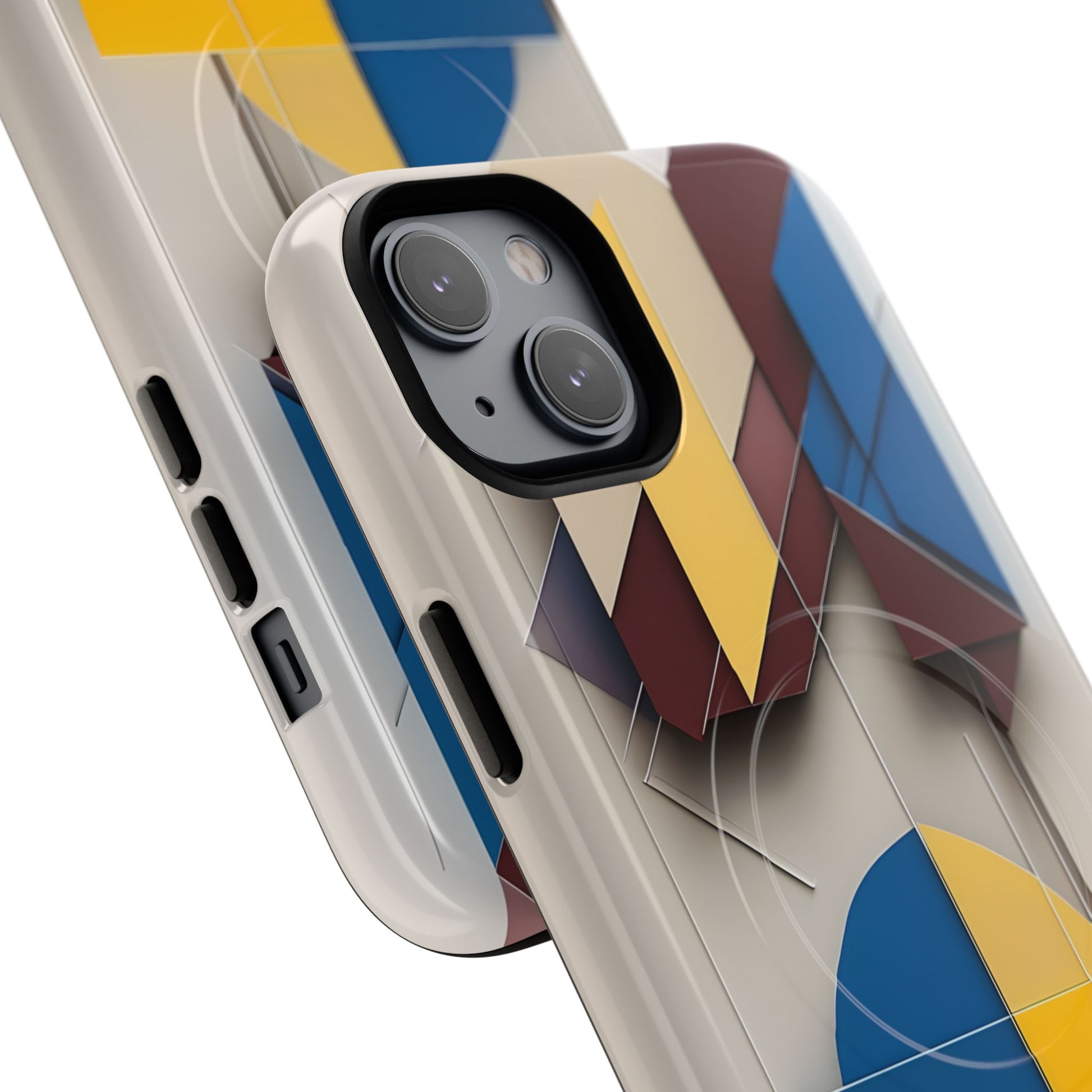 Chromatic Construct iPhone 14 Plus MagSafe Phone Case -Modern Geometrical Design, Primary Colors