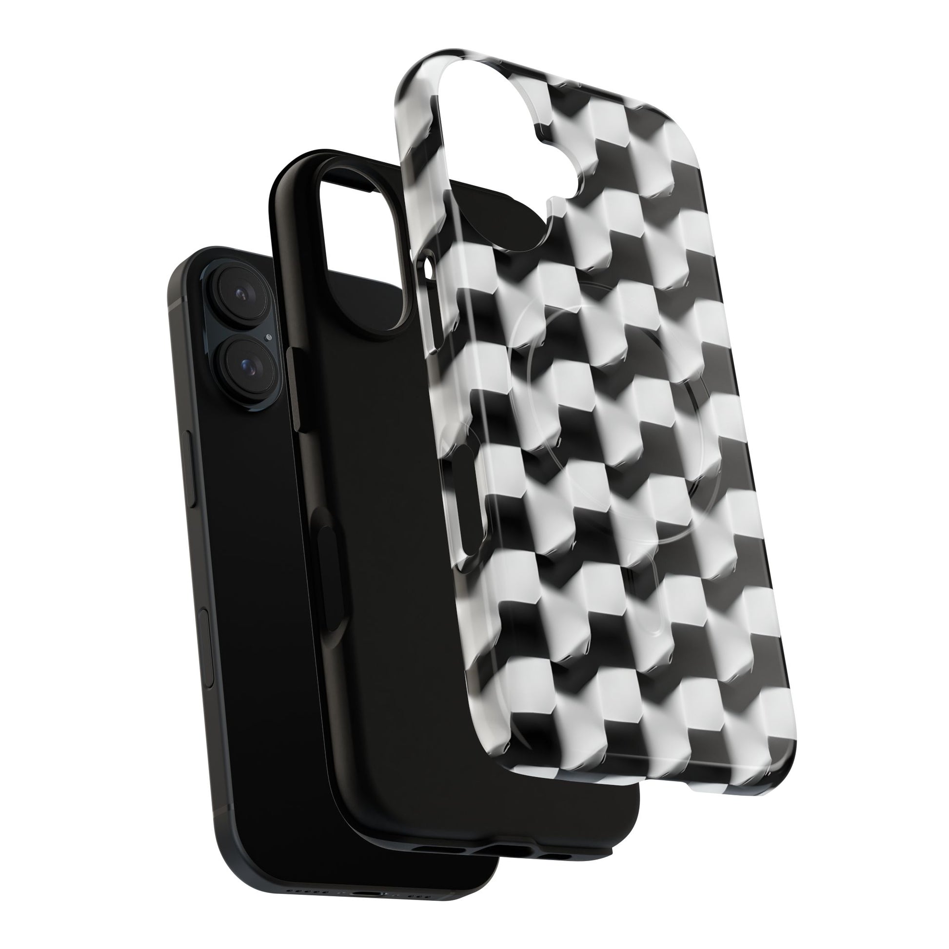 Monochrome Grid - iPhone 16 MagSafe Phone Case - Bold, Modern Black & White Design