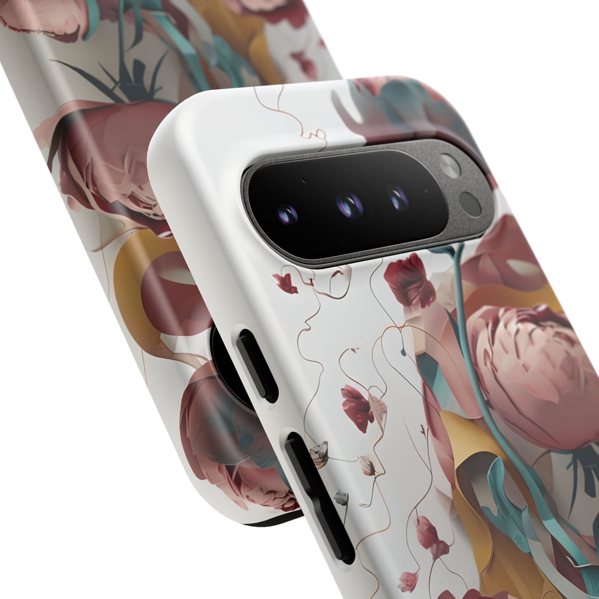 Blushing Peony Veil - Elegant Painterly Floral Google Pixel 9 Pro Tough Phone Case - Soft Blush & Teal Peony Design