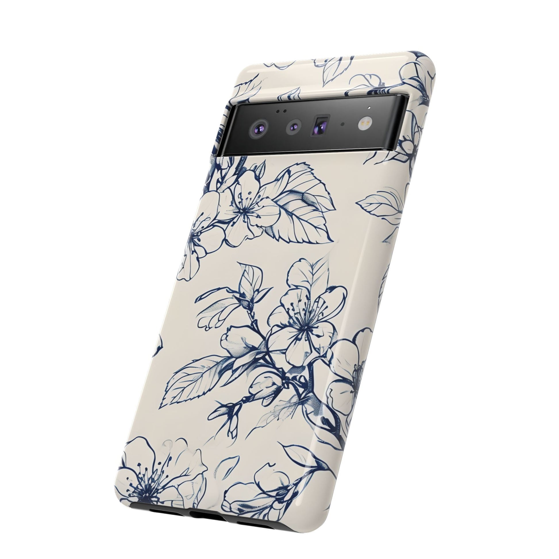 Blossom Sketch - Artistic Blue Floral Google Pixel 6 Pro - Tough Phone Case - Hand-Drawn Botanical Design