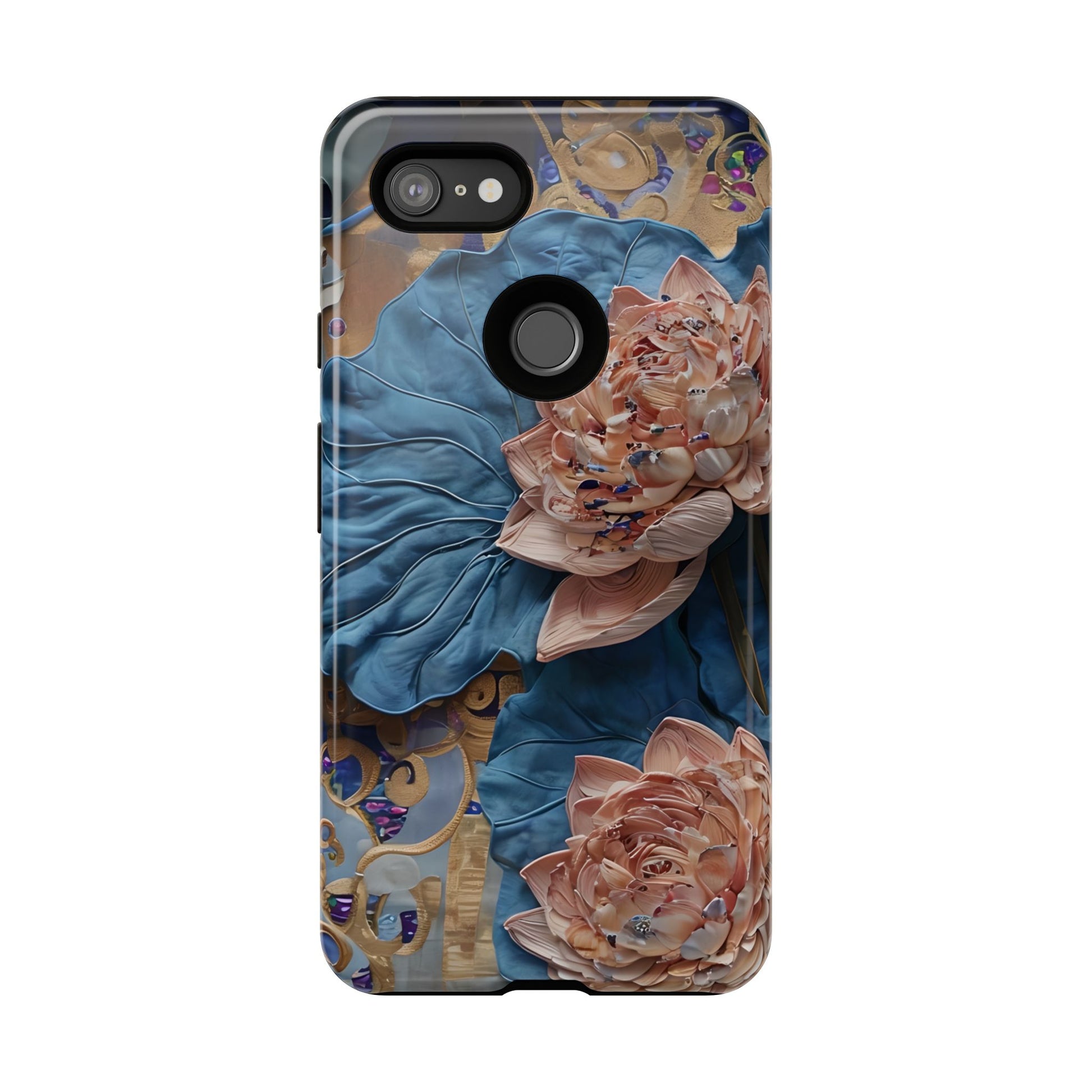 Peony Midnight Tapestry - Google Pixel 3XL - Elegant Blue & Blush Artful Phone Cover