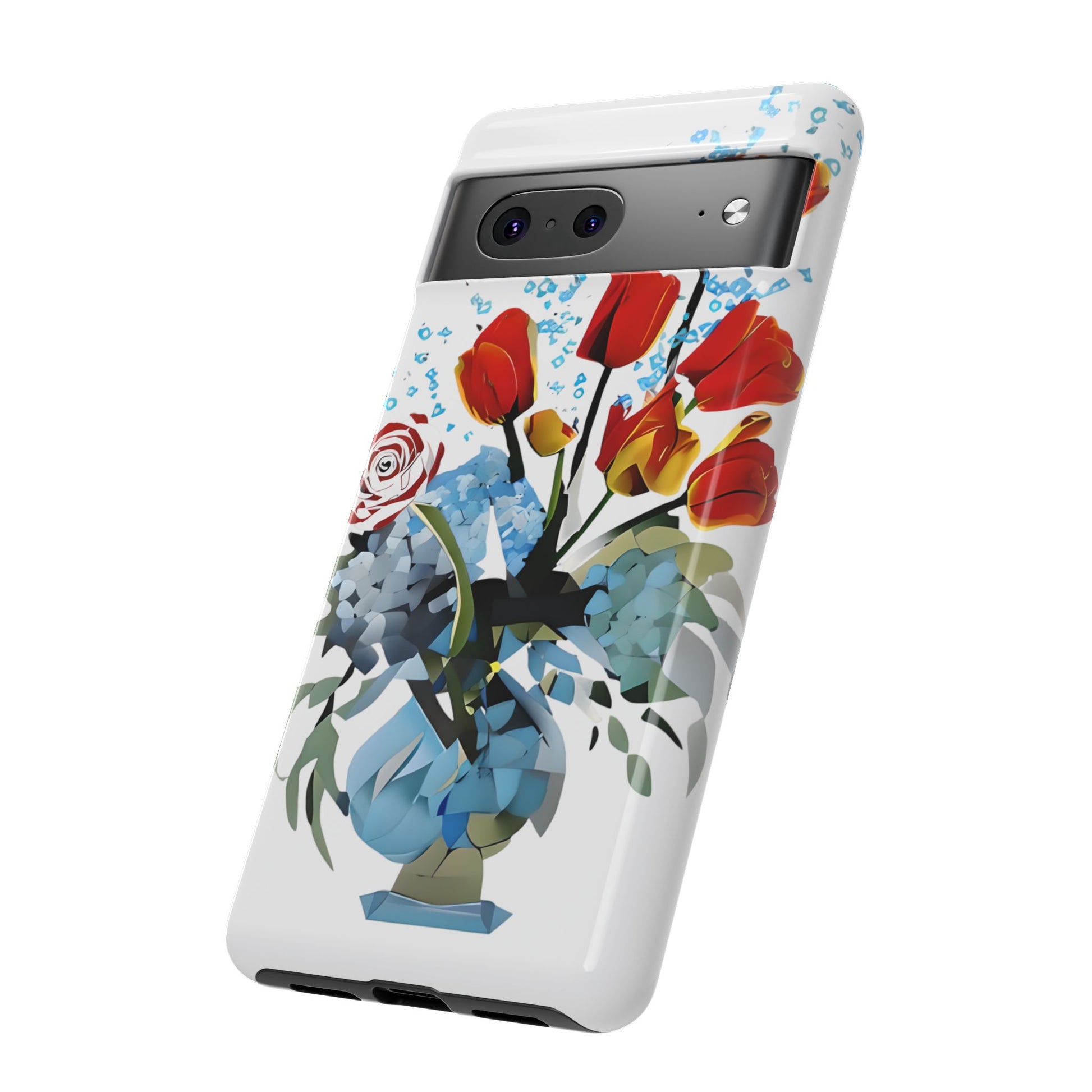 Bouquet Brilliance - Artistic Floral Google Pixel 7 Tough Phone Case - Vibrant Tulip, Rose & Hydrangea Design