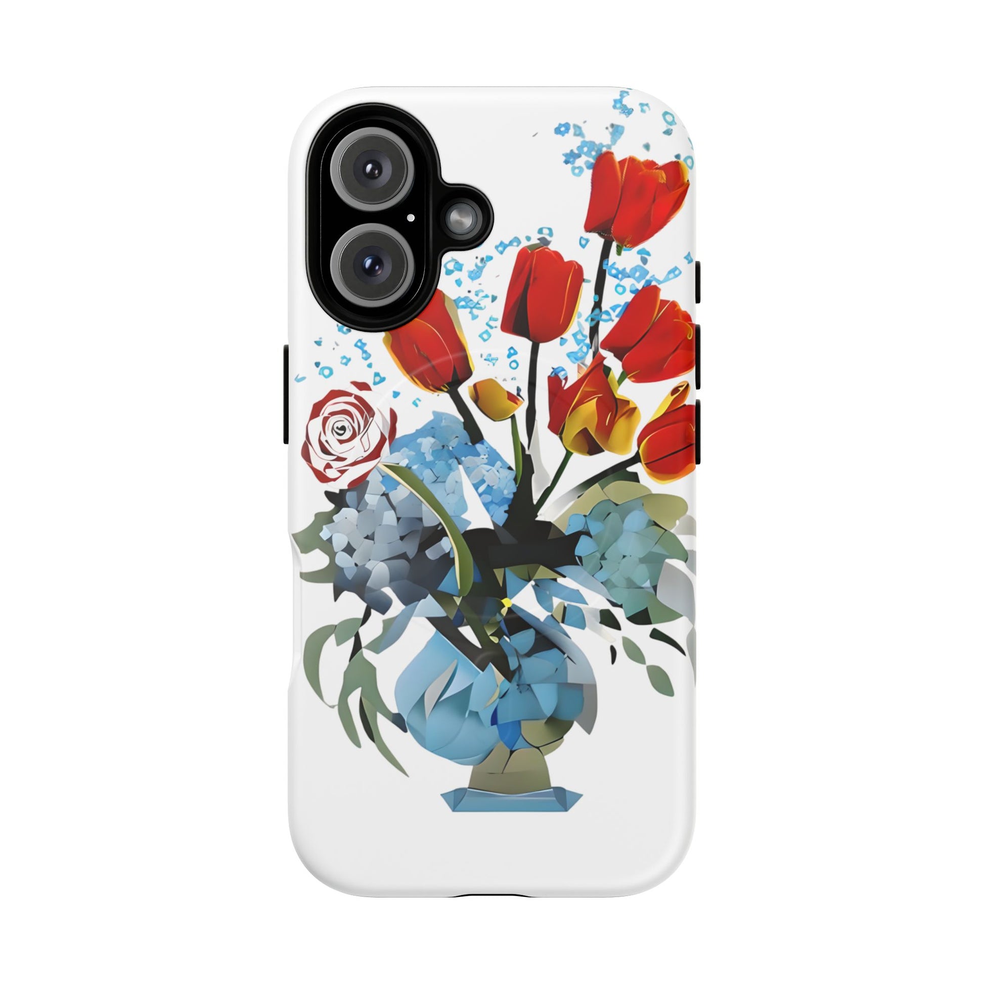 Bouquet Brilliance - Artistic Floral iPhone 16 MagSafe Phone Case - Vibrant Tulip, Rose & Hydrangea Design