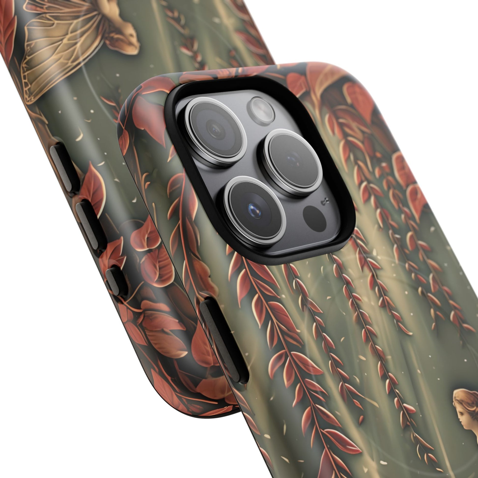 Willow Whisper - Tranquil Nature Art iPhone 15 Pro MagSafe Phone Case - Serene Willow Tree & Meditative Figure Design