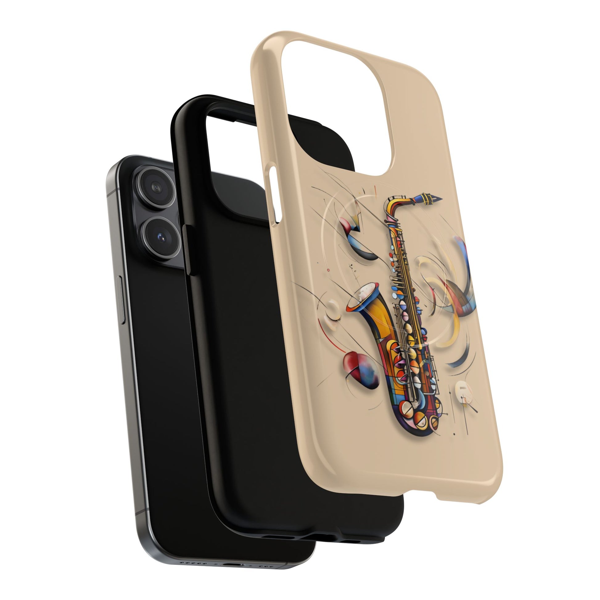 Brass Rhapsody Artistic Saxophone Music iPhone 15 Pro MagSafe Case