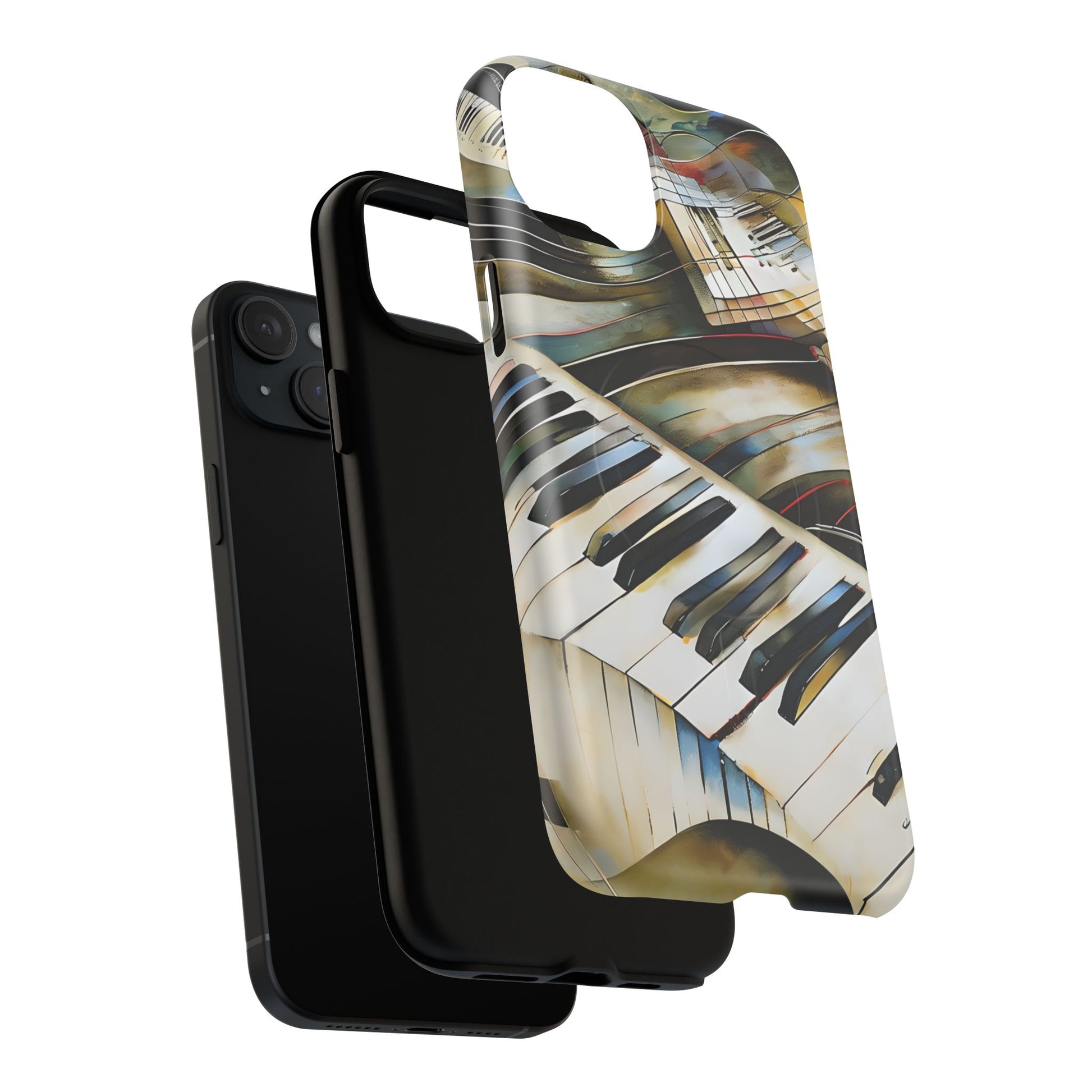 Ivory Cascade Abstract Keyboard Music iPhone 15 Plus MagSafe Case
