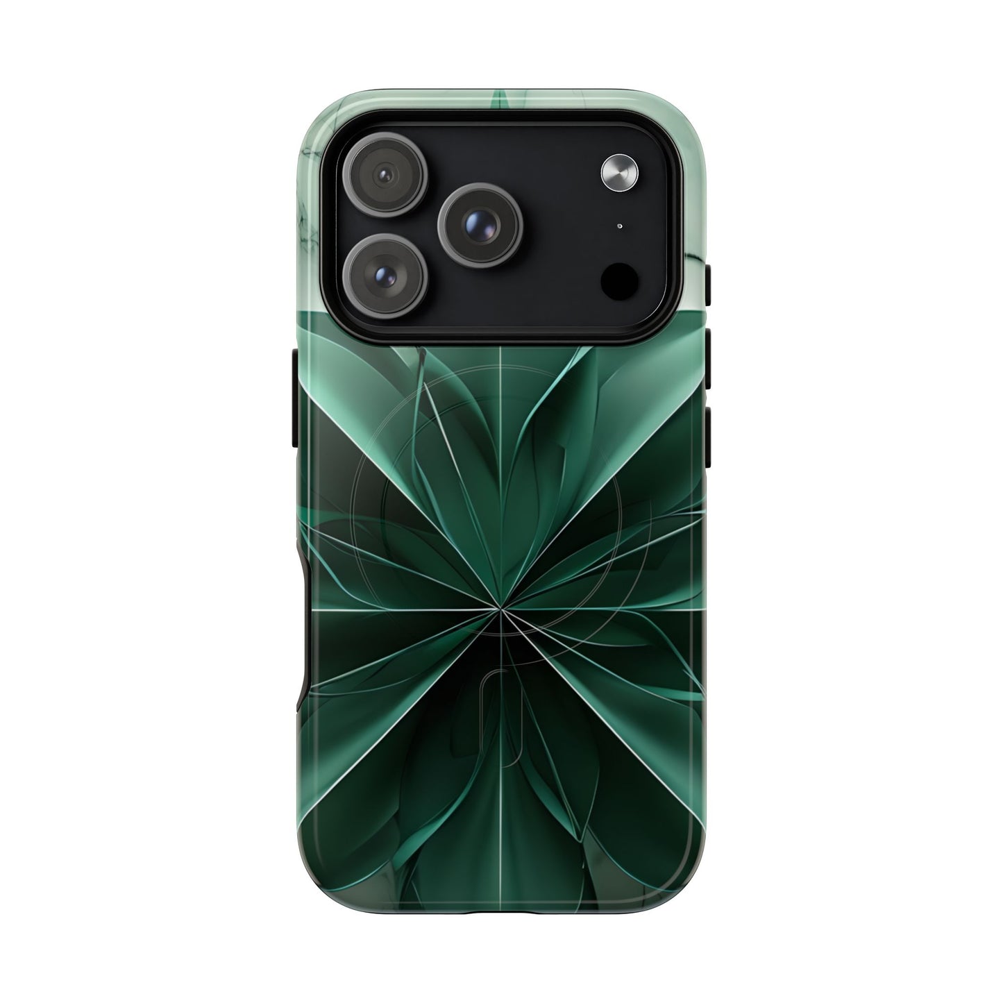 Emerald Bloom iPhone MagSafe case with large camera cutout for Pro models