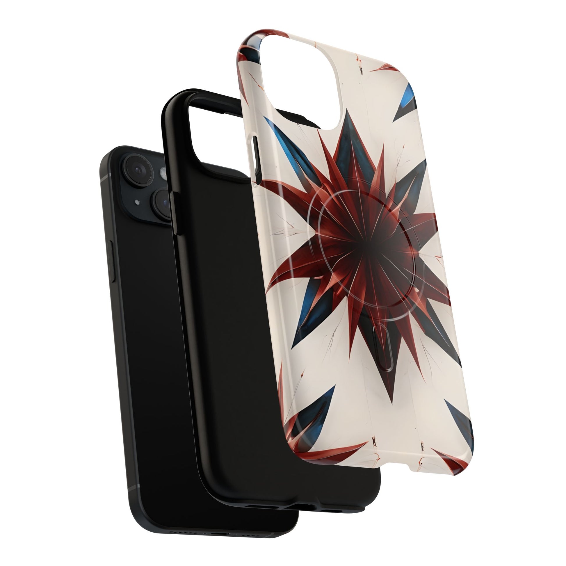 Garnet Starburst - Kaleidoscope Collection Gemstone Floral - iPhone 15 Plus MagSafe Phone Case -Floral Burst Design