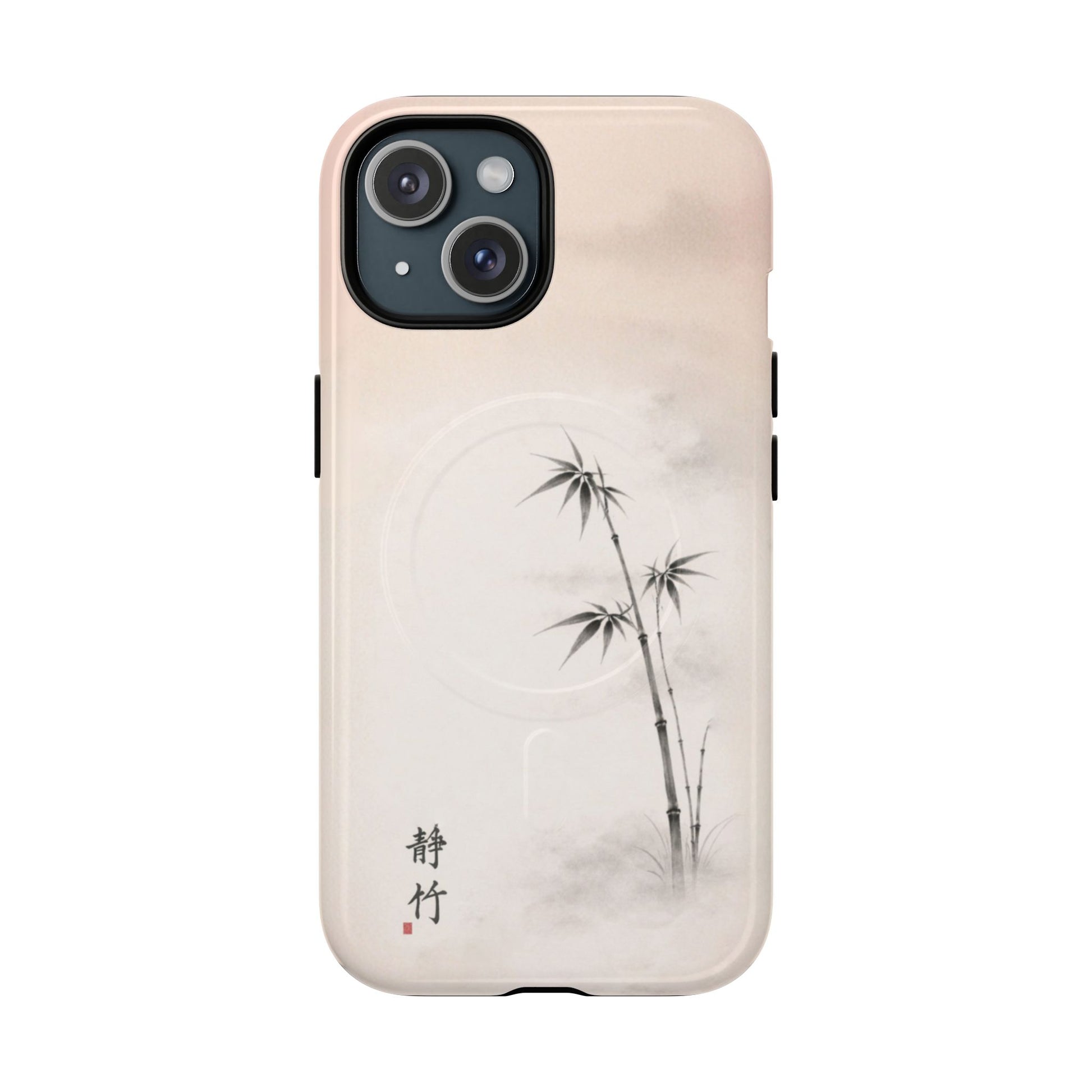 Still Bamboo iPhone case – minimalist Japanese bamboo design, soft neutral tones, slim protective phone case, calming zen-inspired artwork
