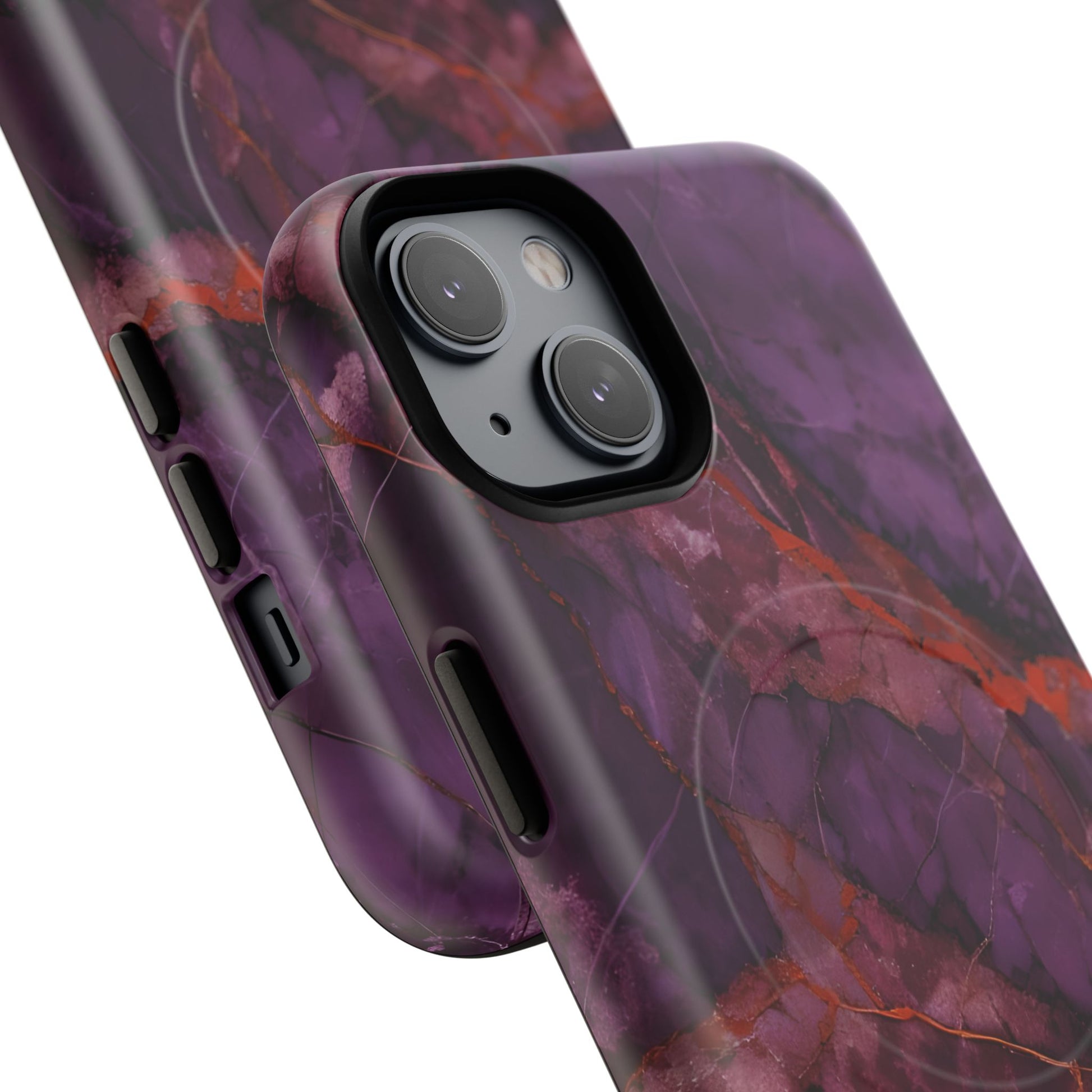 Amethyst Current - Kaleidoscope Collection Artistic Floral Burst - iPhone 14 MagSafe Phone Case - Bold Purple Symmetrical Design