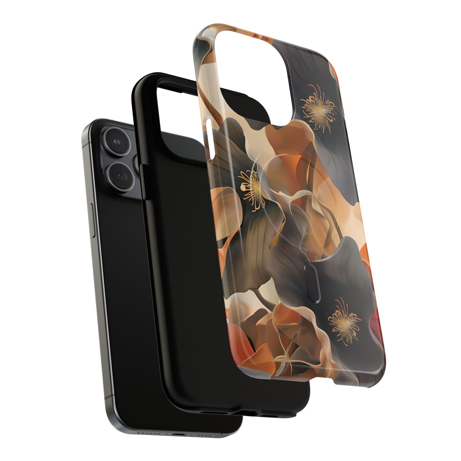 Autumn Ember - Moody Floral Art iPhone 15 Pro Max MagSafe Phone Case -Warm Earthy Botanical Design