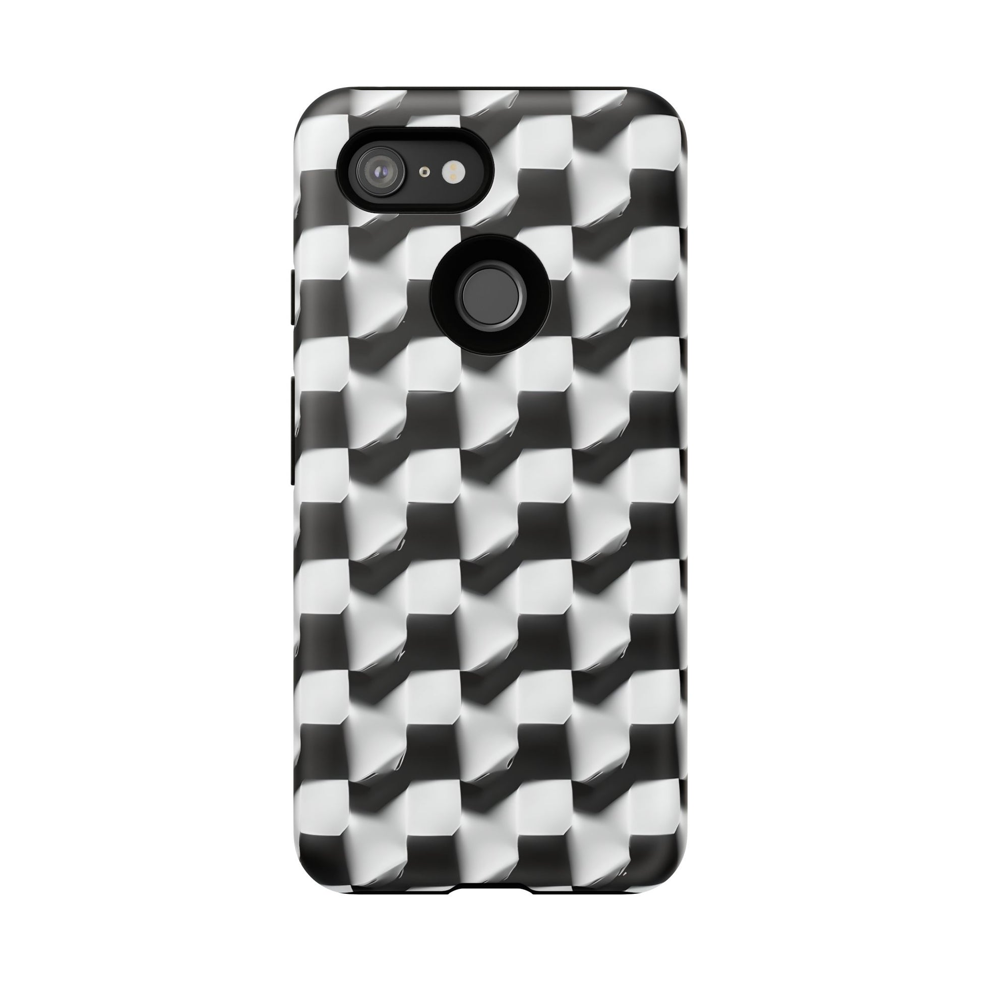 Monochrome Grid Tough Case for Google Pixel 3 - Classic Checkerboard, Black & White, Minimalist Trend