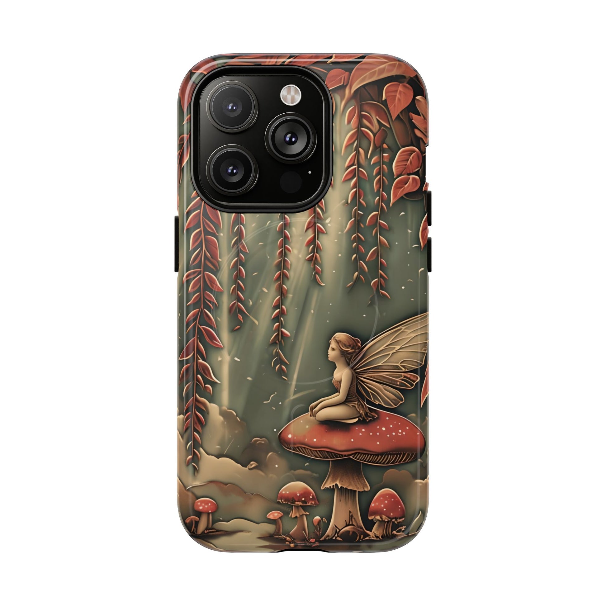 Willow Whisper - Tranquil Nature Art iPhone 14 Pro MagSafe Phone Case - Serene Willow Tree & Meditative Figure Design