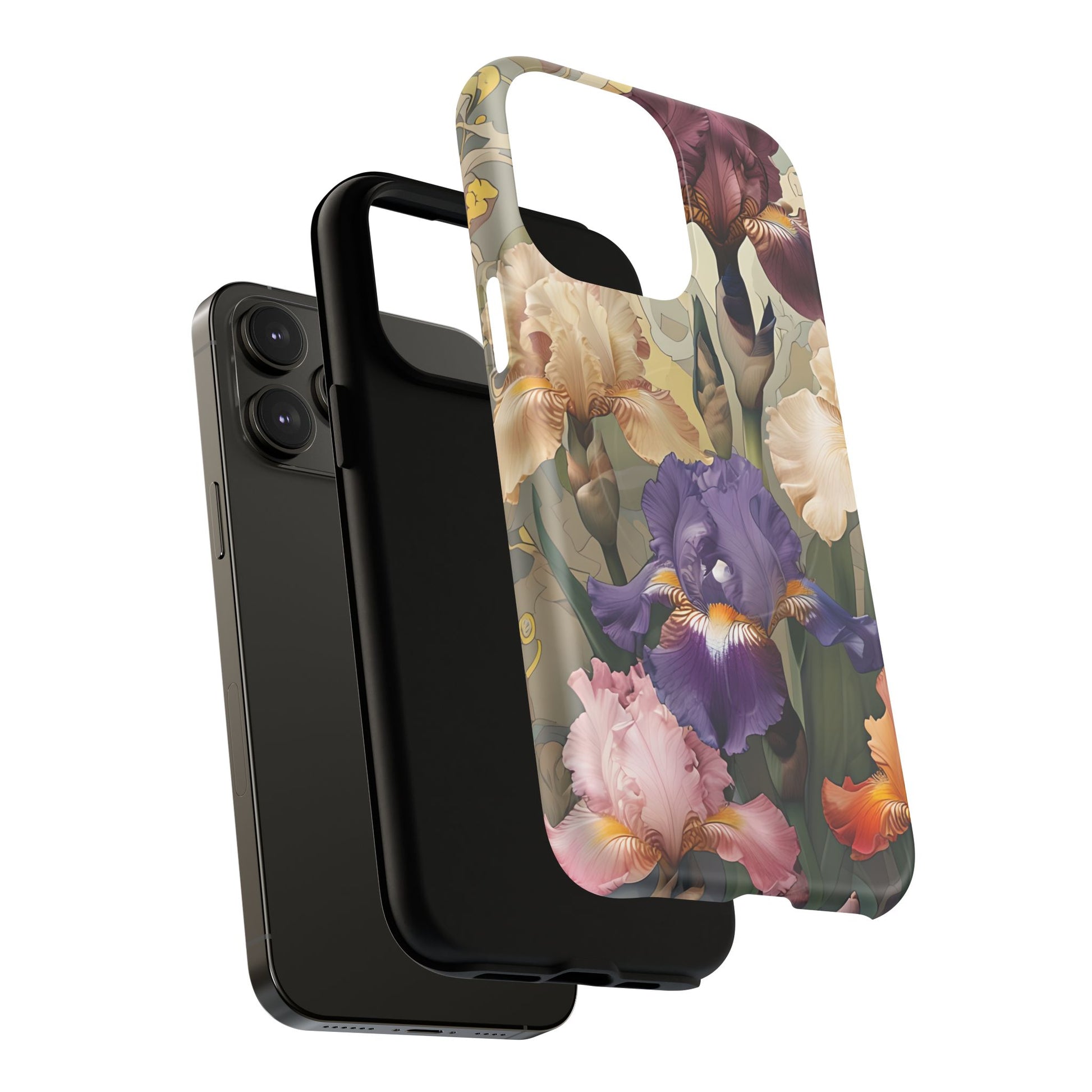 Iris Reverie - Elegant Painterly - iPhone 14 Pro Max - MagSafe Compatible - Artistic Purple & Cream Iris Design