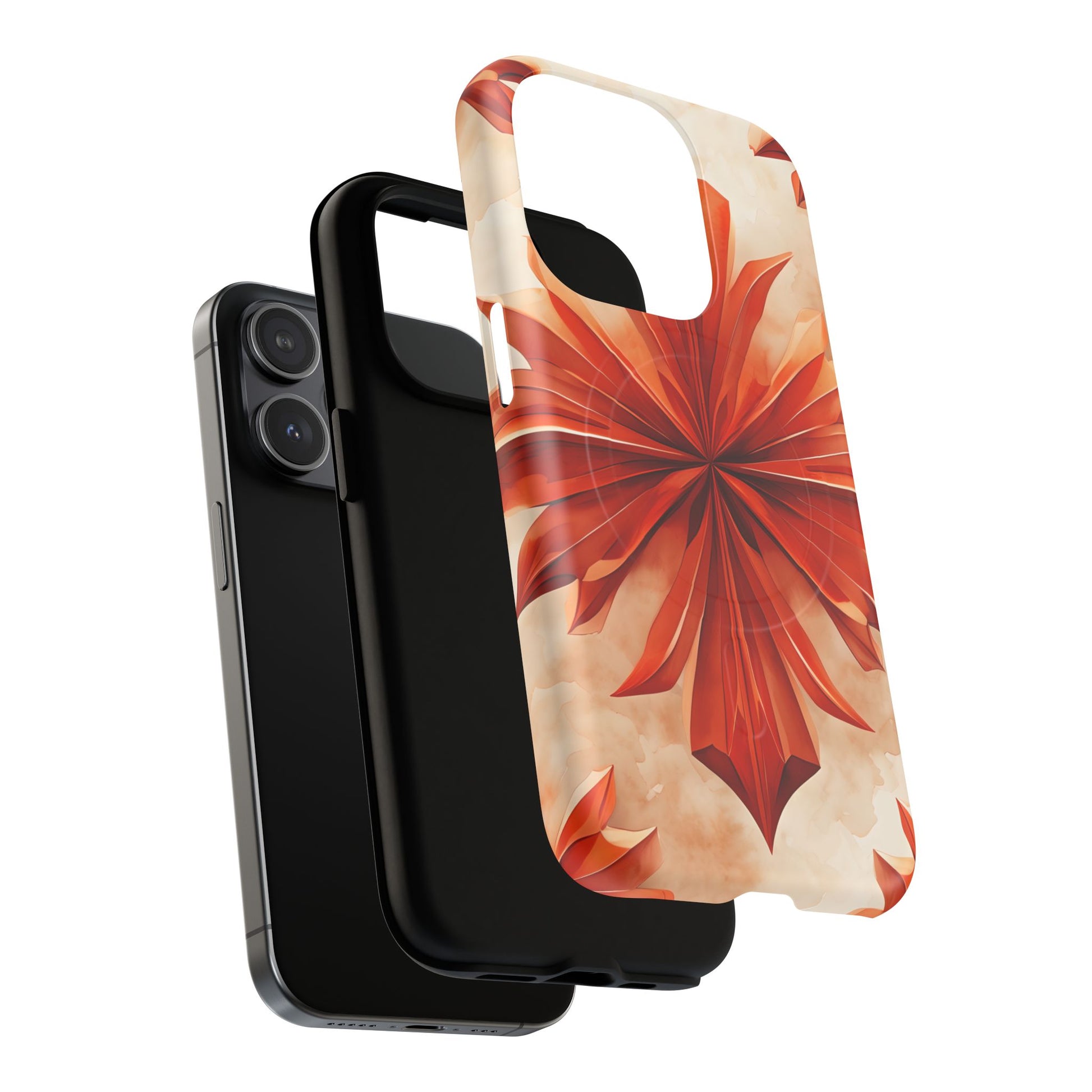 Sunset Fleur iPhone 15 Pro - Kaleidoscope Collection of MagSafe Compatible - Vibrant Sunset Flower Design