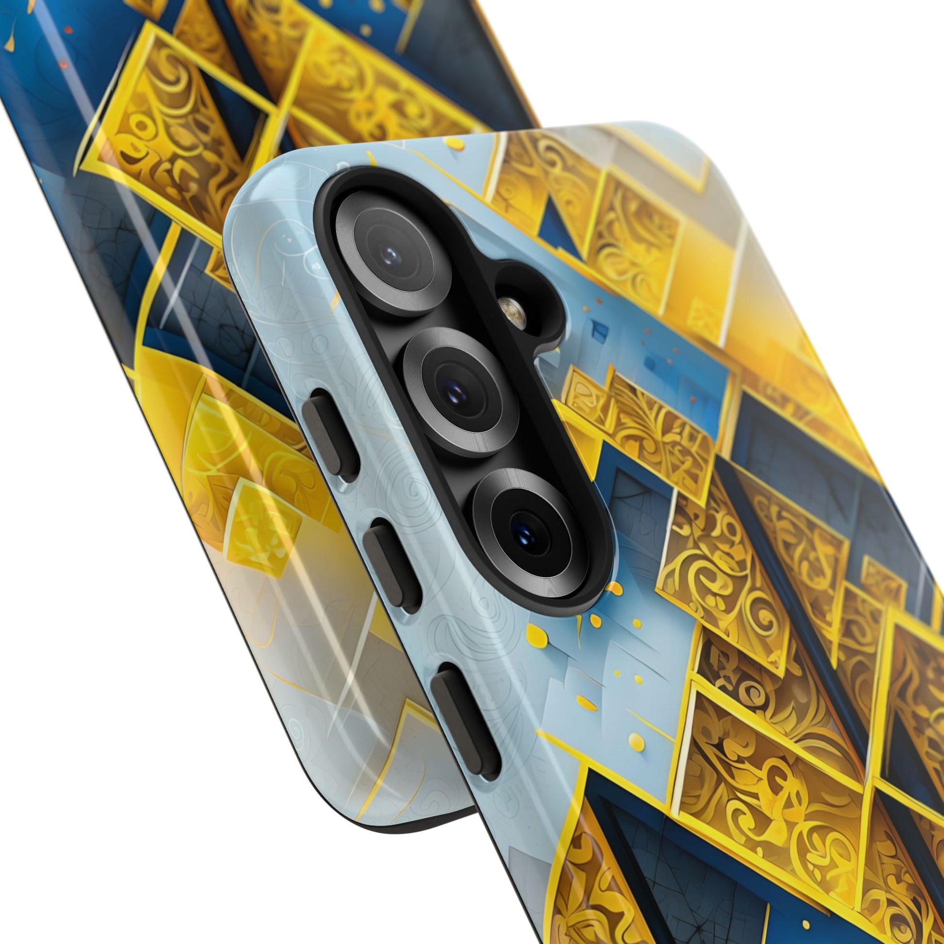 Golden Ascent Luxe Geometric Samsung Galaxy S25 Tough Case - Elegant Abstract Gold Design