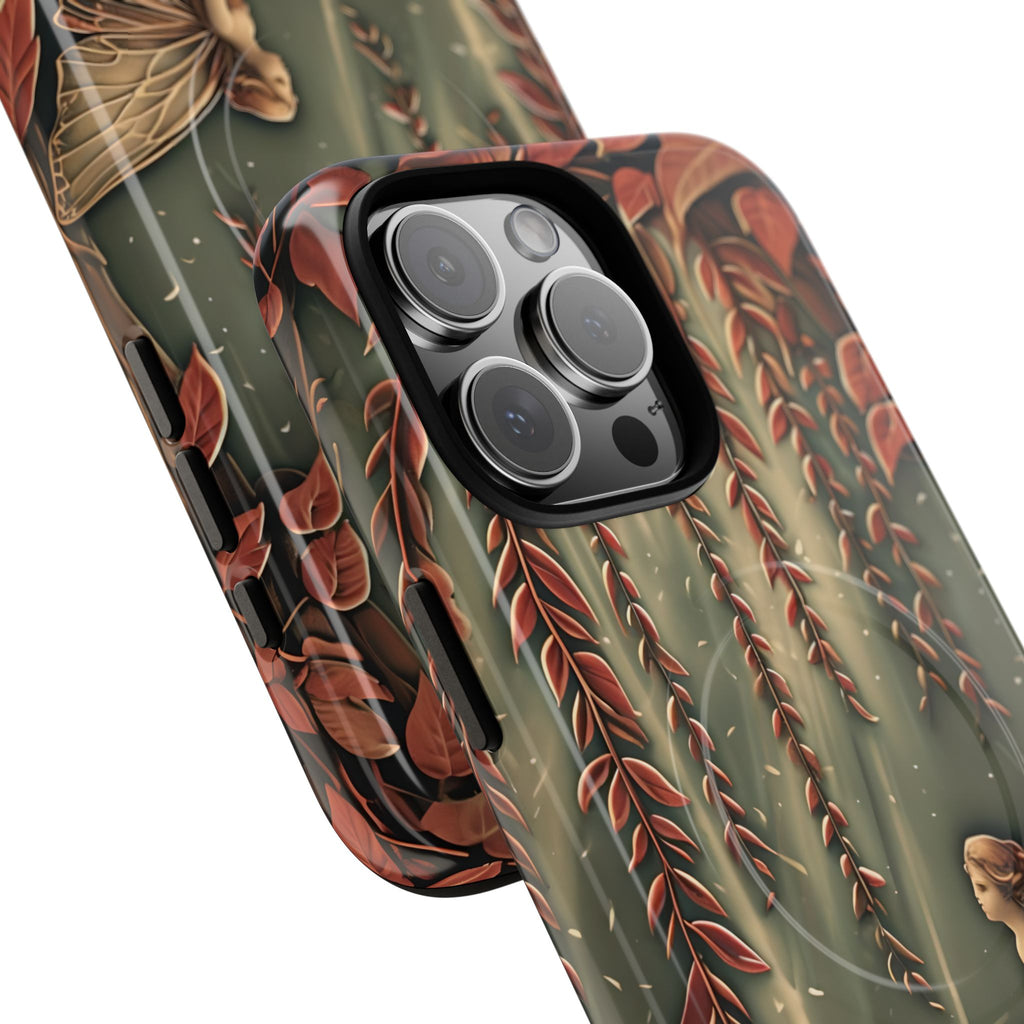 Willow Whisper - Tranquil Nature Art iPhone 16 Pro Max MagSafe Phone Case - Serene Willow Tree & Meditative Figure Design