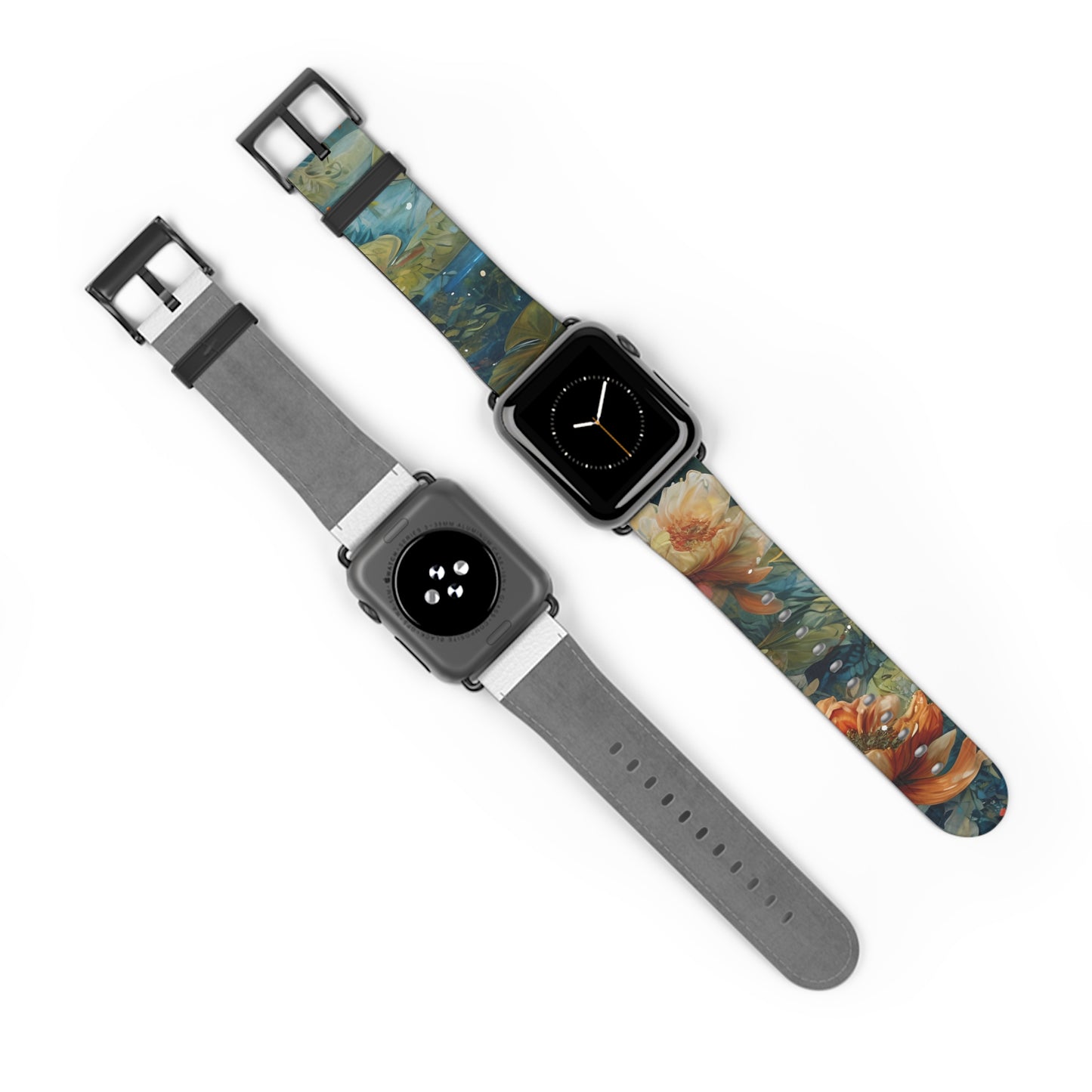 Waterlily Nocturne Apple Watch Band - Nature-Inspired Art Strap, Elegant Mountain Lake Design, Premium Gift for Outdoor Lovers