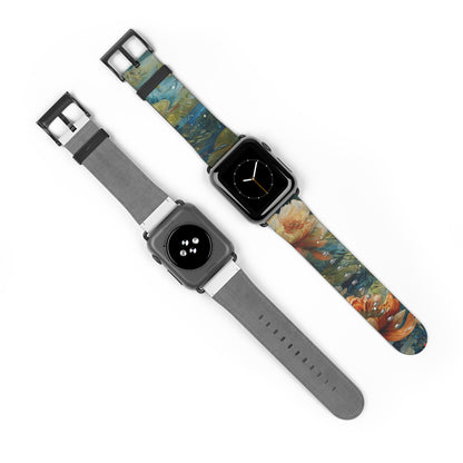 Waterlily Nocturne Apple Watch Band - Nature-Inspired Art Strap, Elegant Mountain Lake Design, Premium Gift for Outdoor Lovers