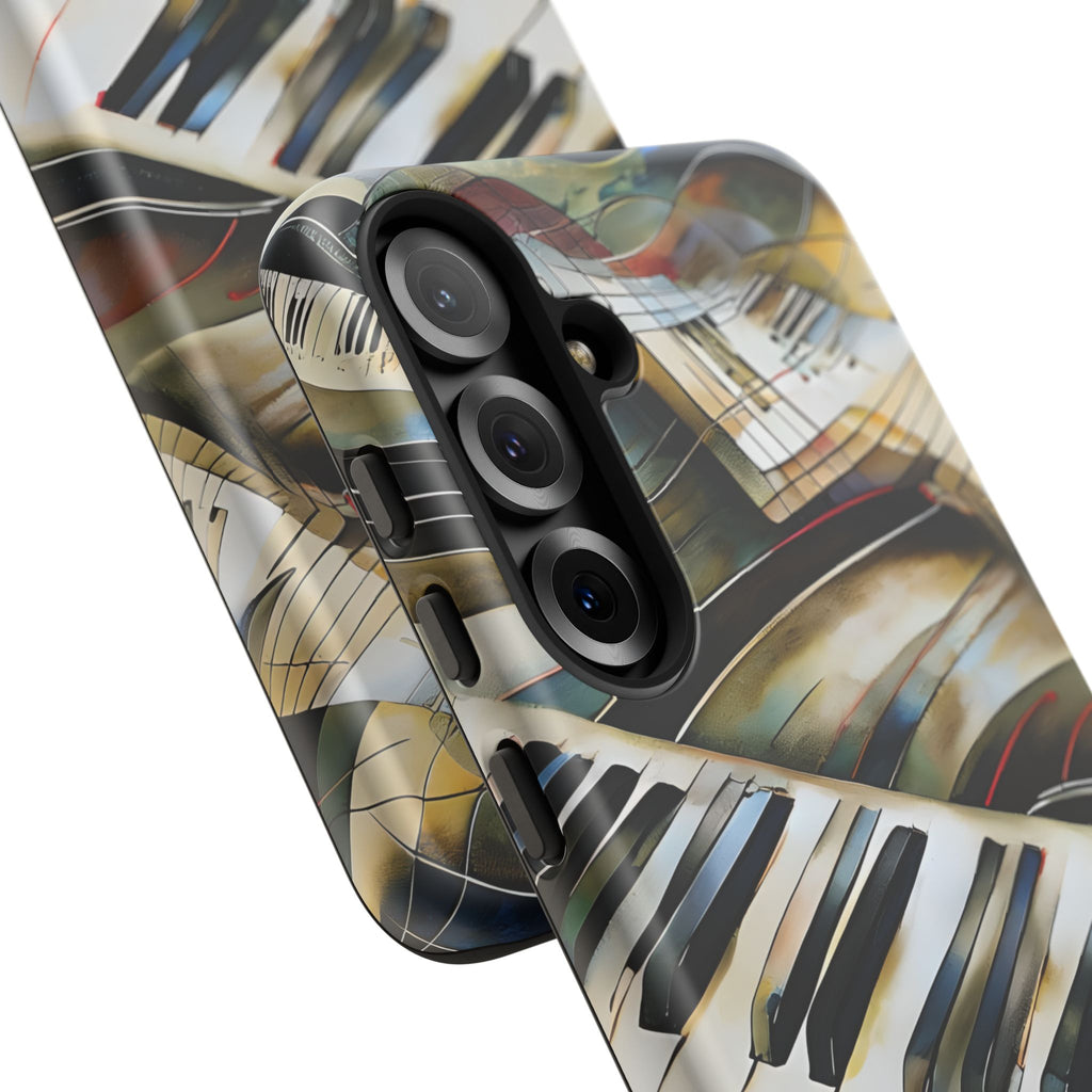 Ivory Cascade Abstract Keyboard Music Tough Case for Samsung Galaxy S25 Plus - Shockproof Phone Cover